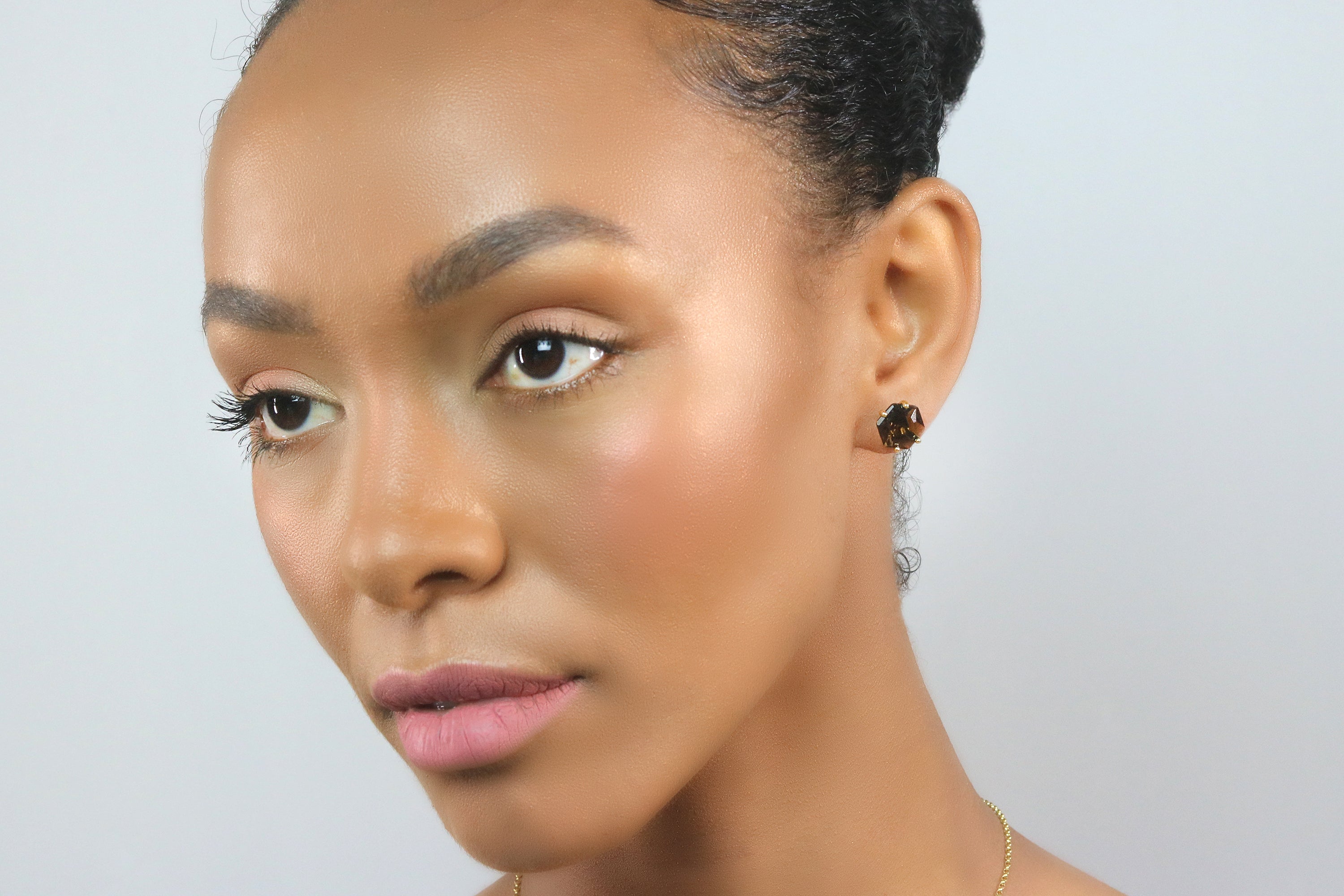 Classic Smoky Quartz Gold Stud Earrings Earrings Anemone Unique