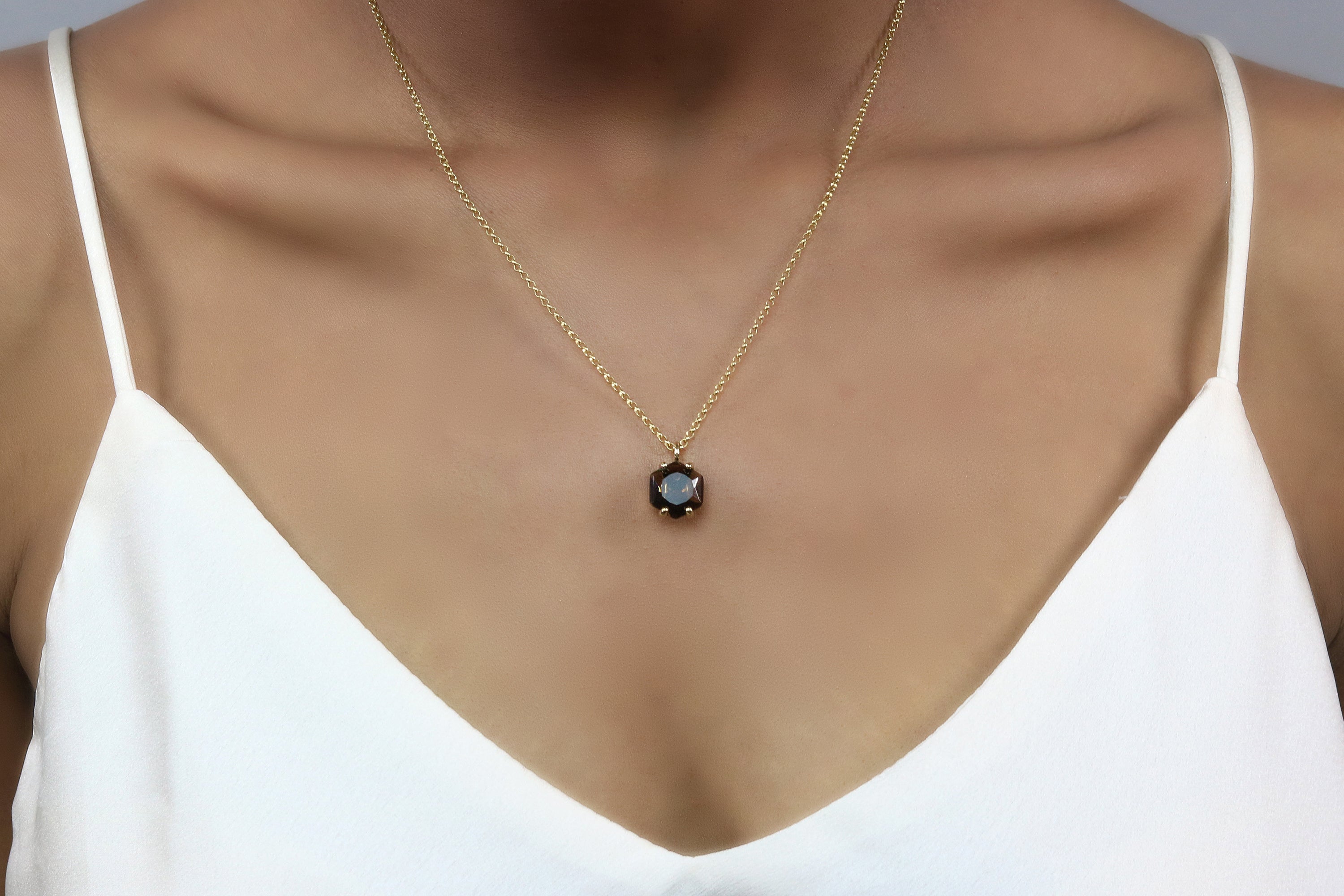 Hexagon Smoky Quartz Gold Necklace necklaces Anemone Unique