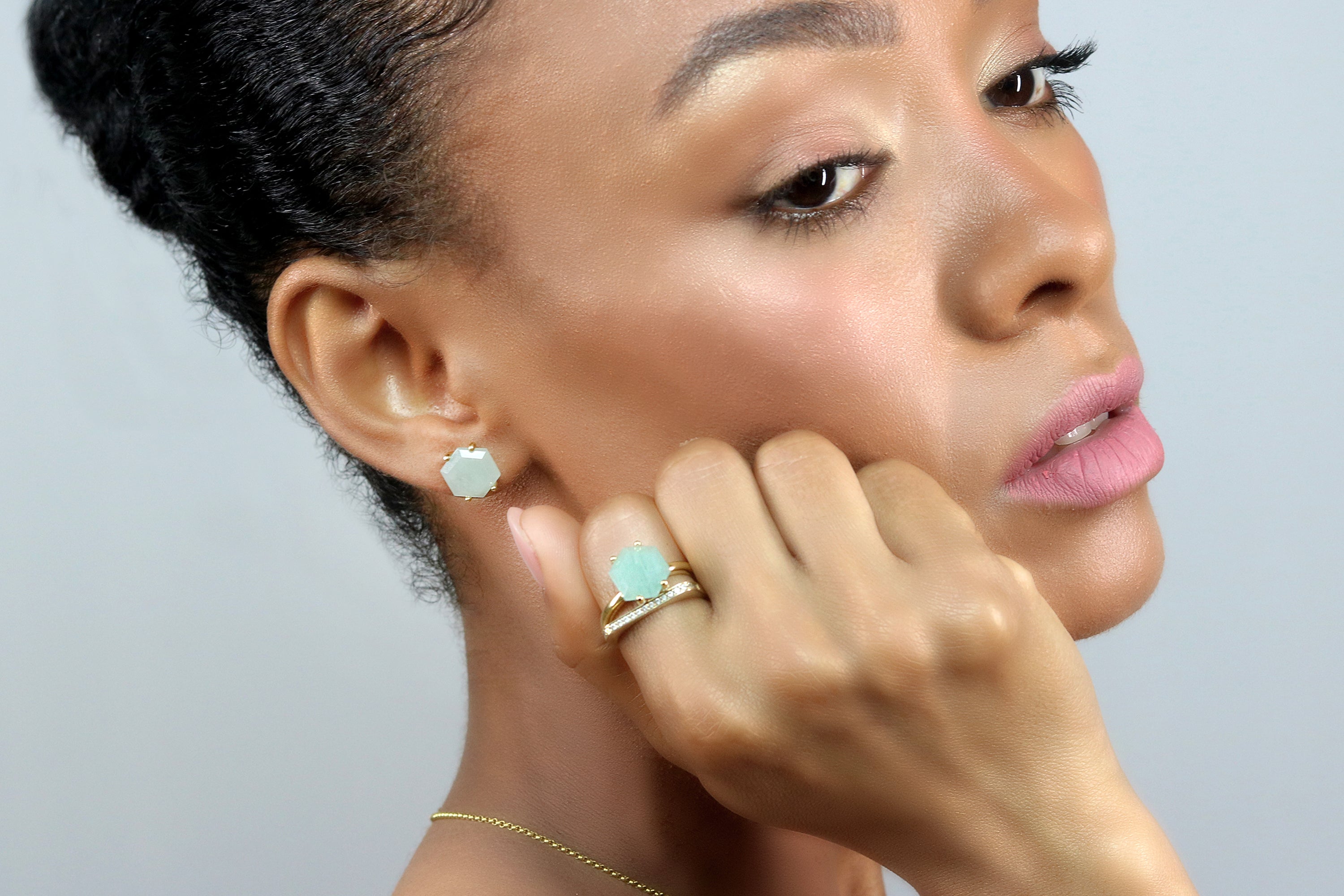 Dreamy Aquamarine Stone Rose Gold Ring Rings Anemone Unique