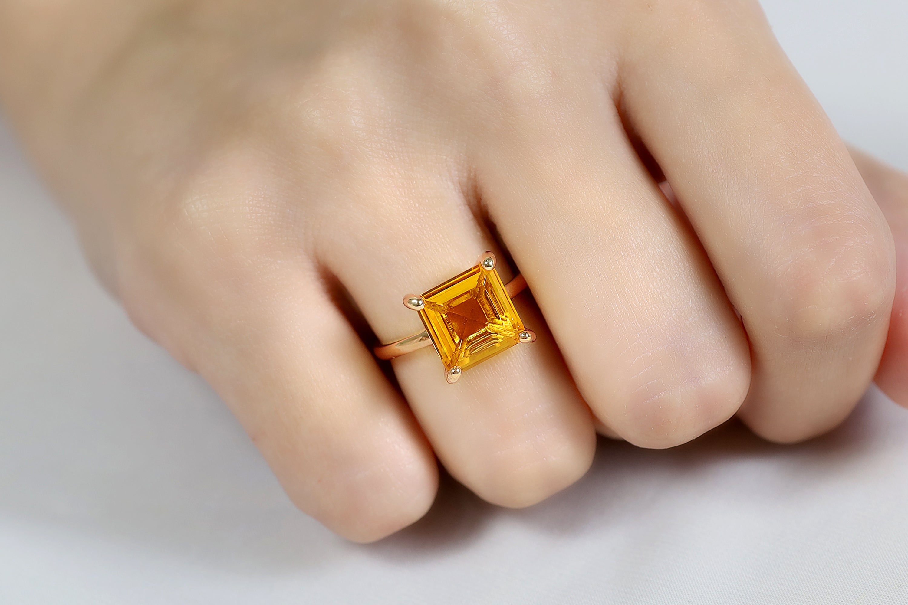 Yellow Citrine Ring in Rose Gold Rings Anemone Unique