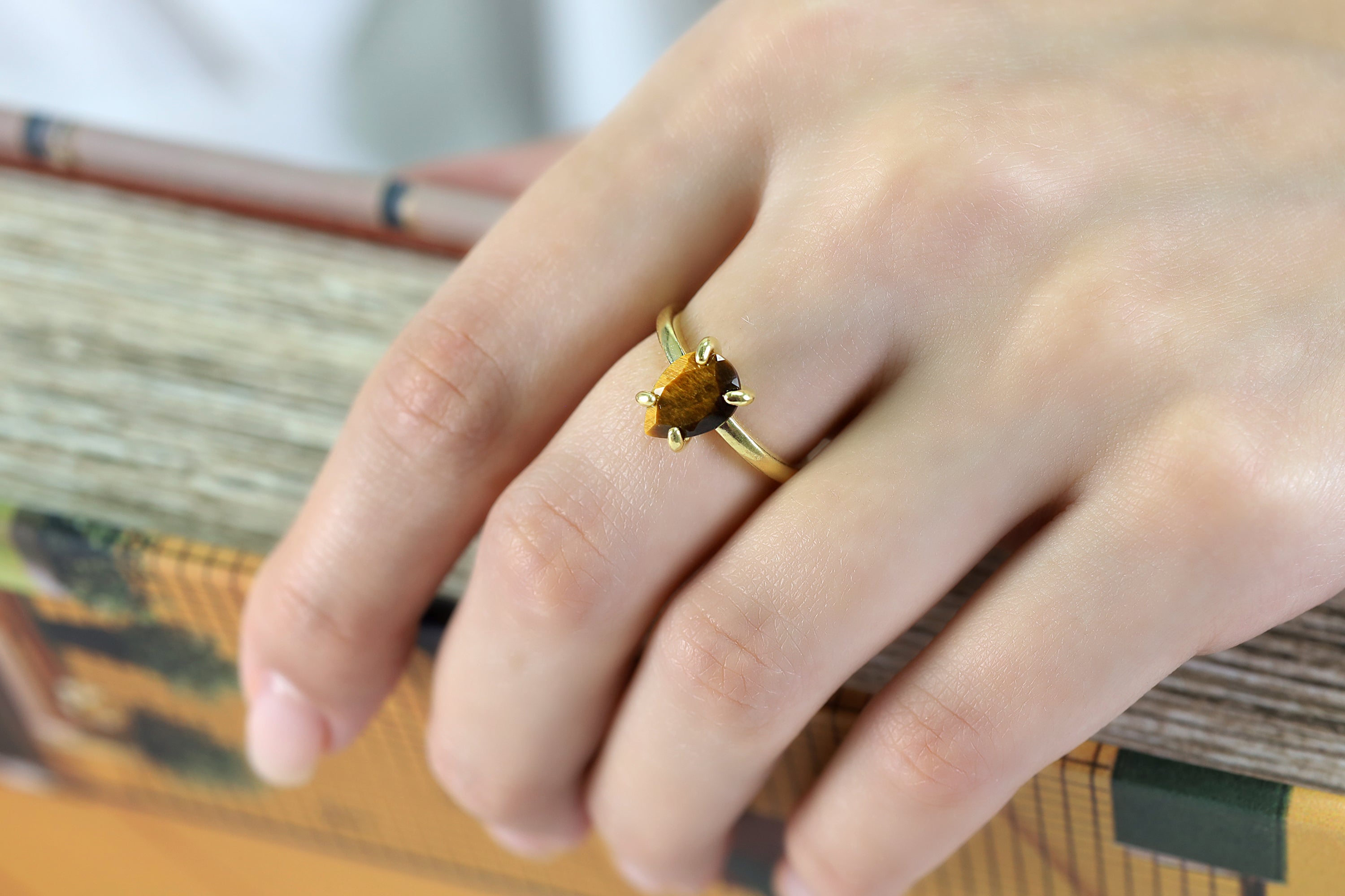 Exquisite 14k Gold Tiger Eye Ring Rings Anemone Unique