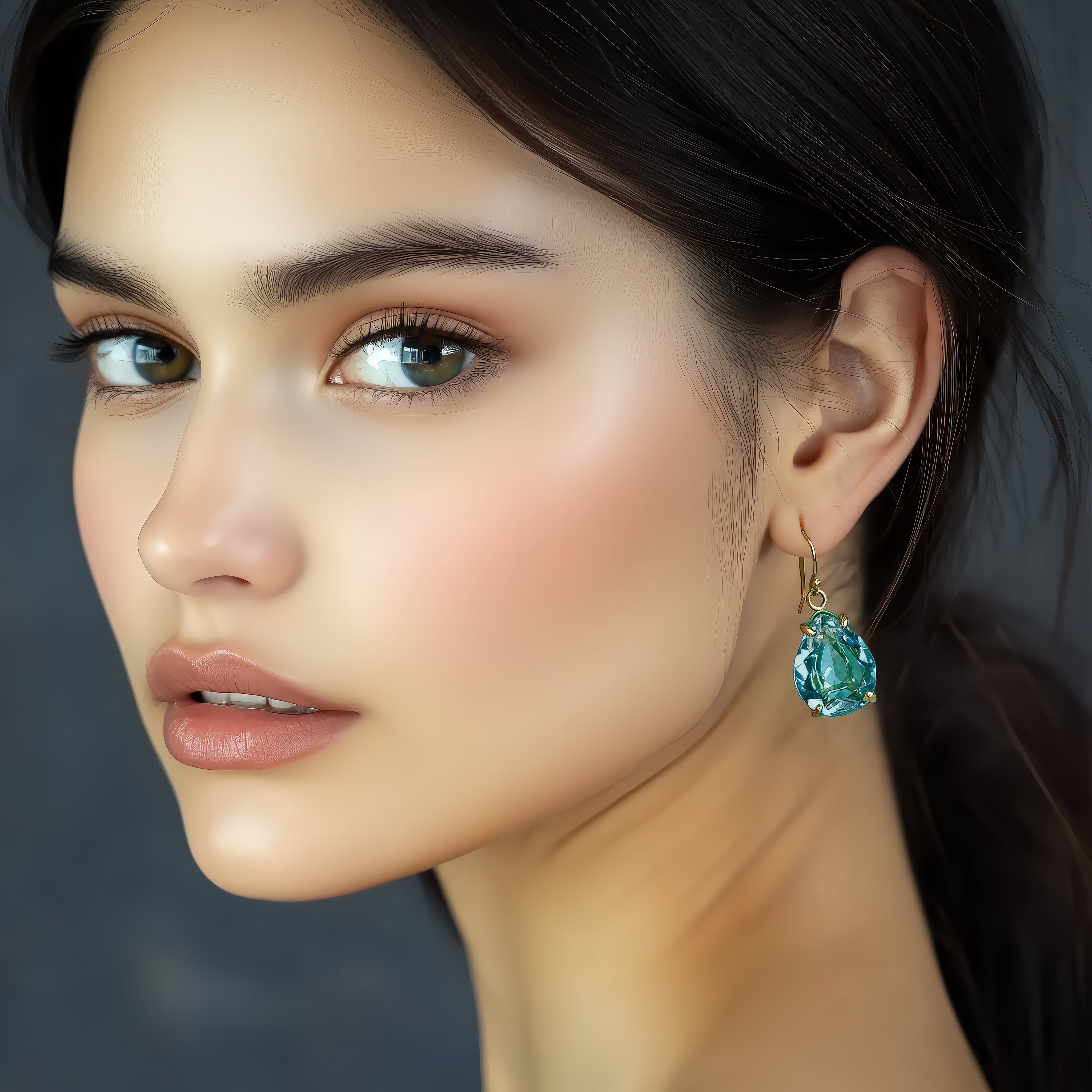 Pear Cut Blue Tourmaline Gold Earrings Earrings Anemone Jewelry