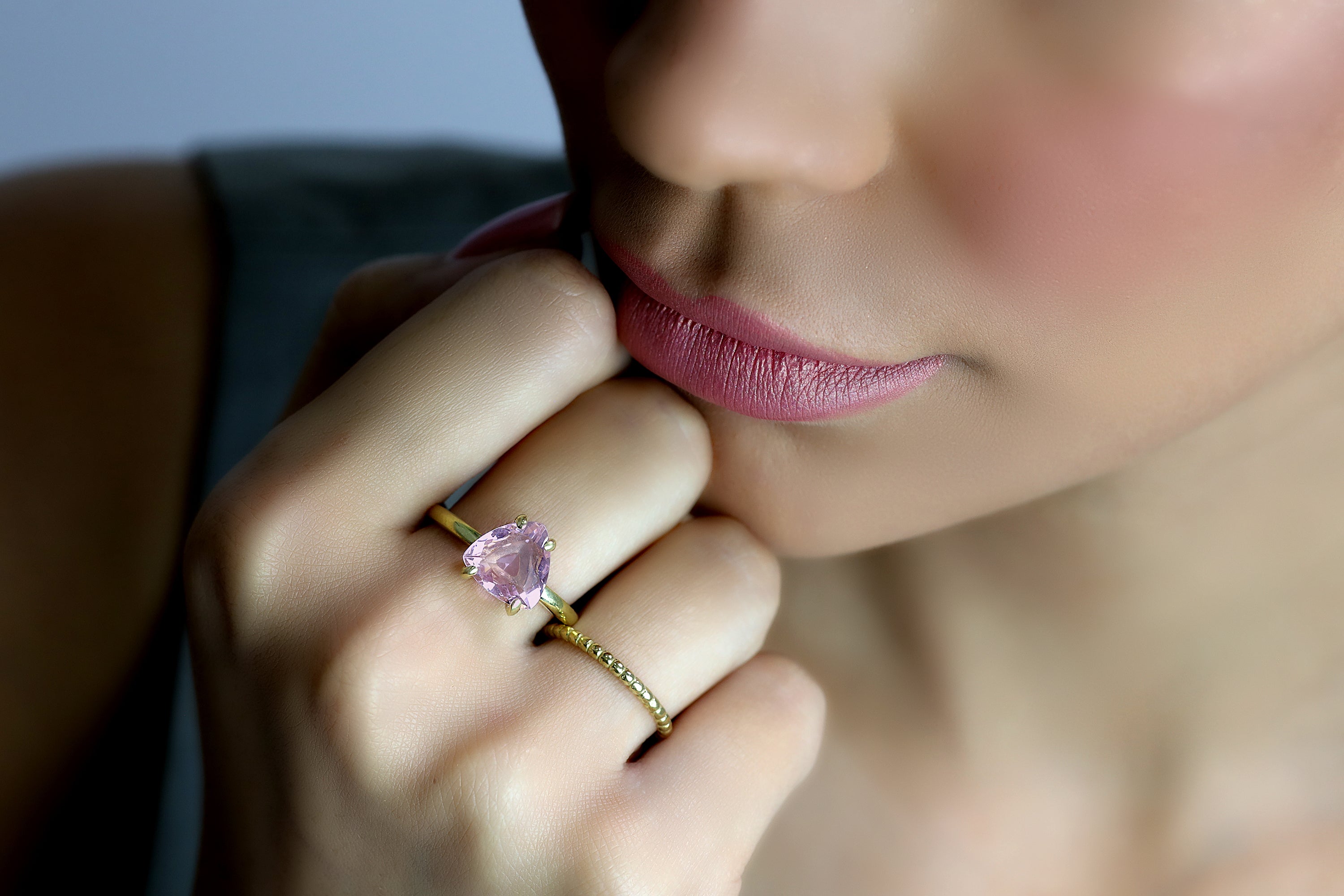 Sophisticated Rose Quartz Ring in Rose Gold Rings Anemone Unique