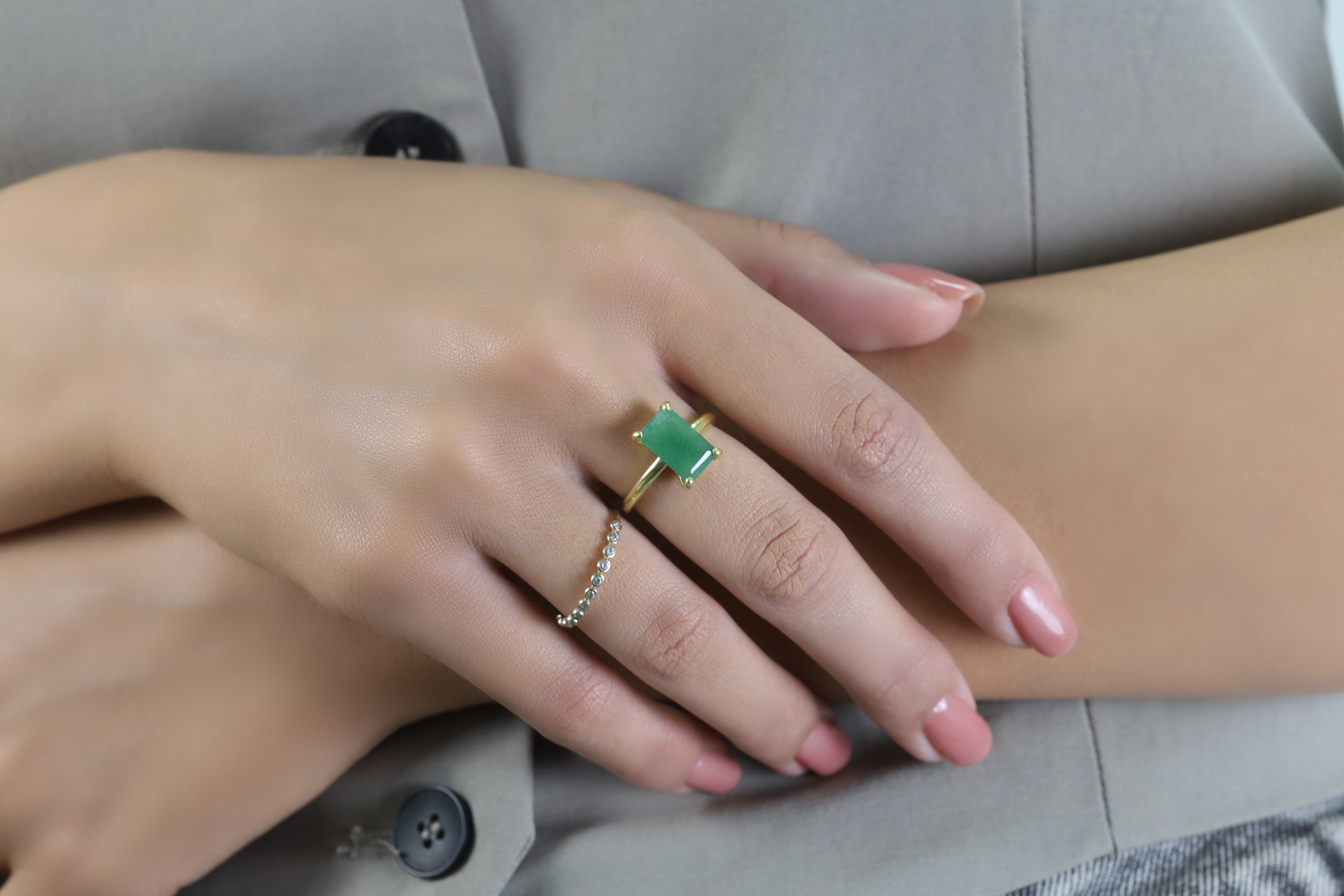 Ladies Aventurine Stone Gold Filled Ring Rings Anemone Unique