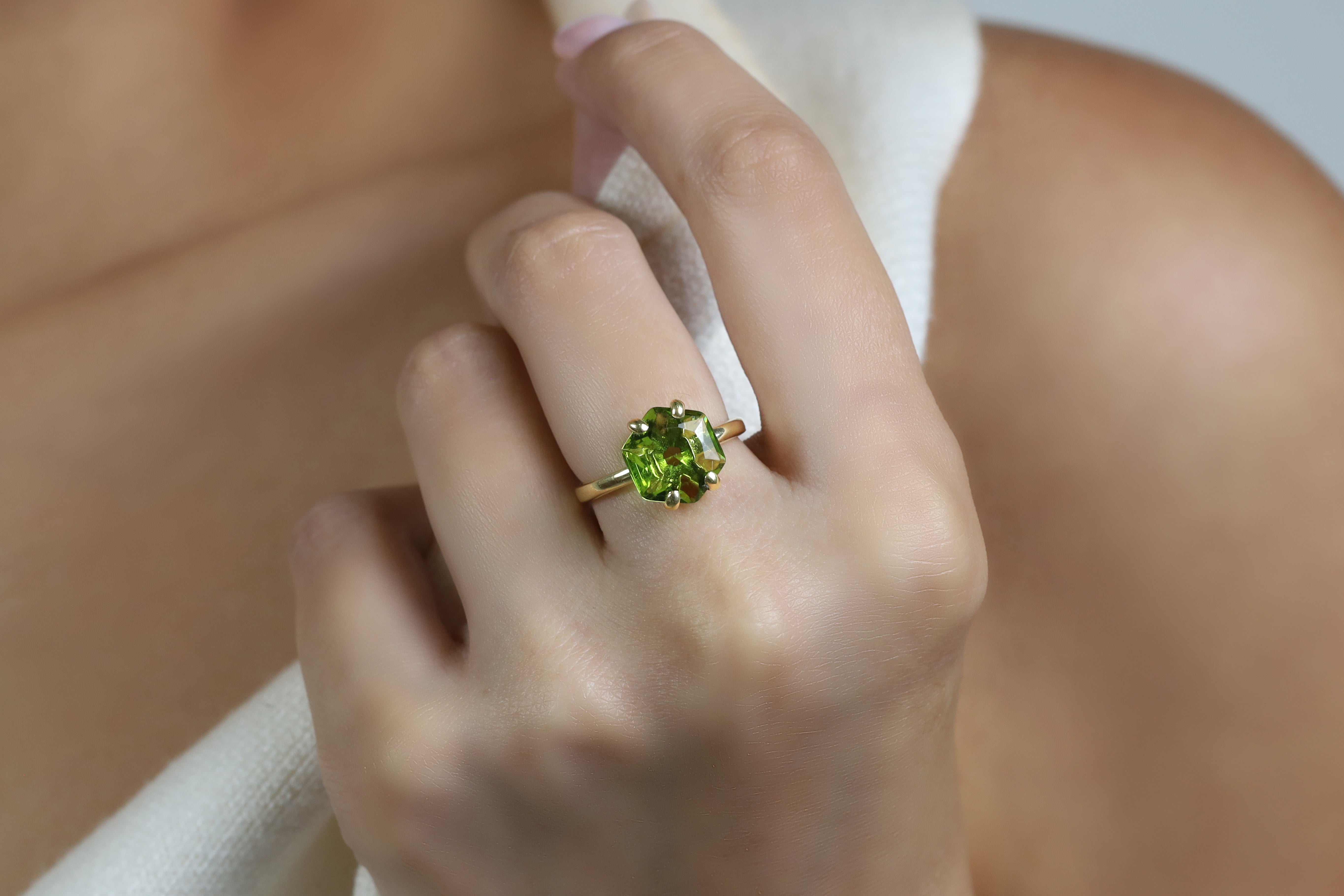 Handmade Statement Peridot Gold Rings Rings Anemone Unique