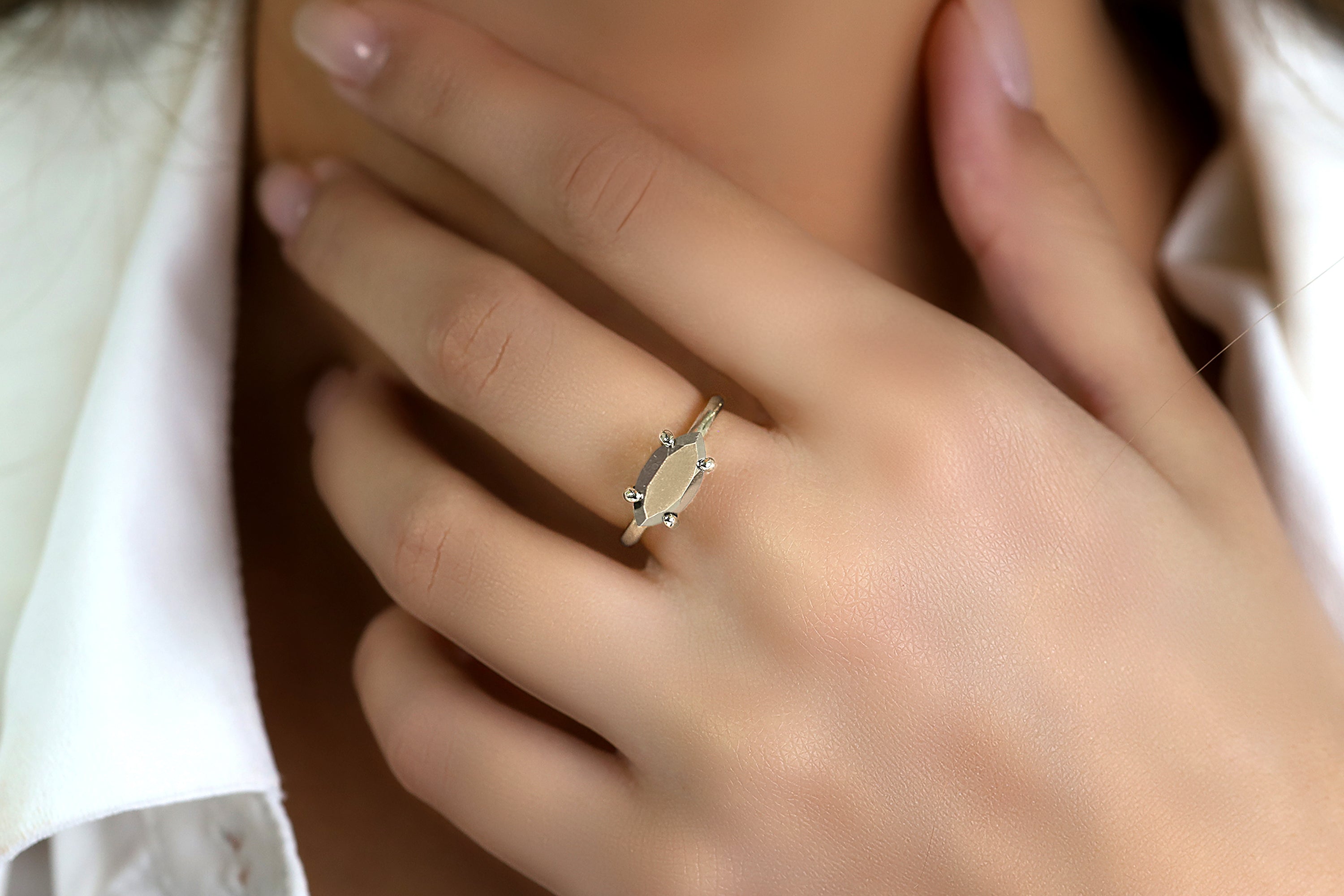 Dainty Sterling Silver Pyrite Ring Rings Anemone Unique