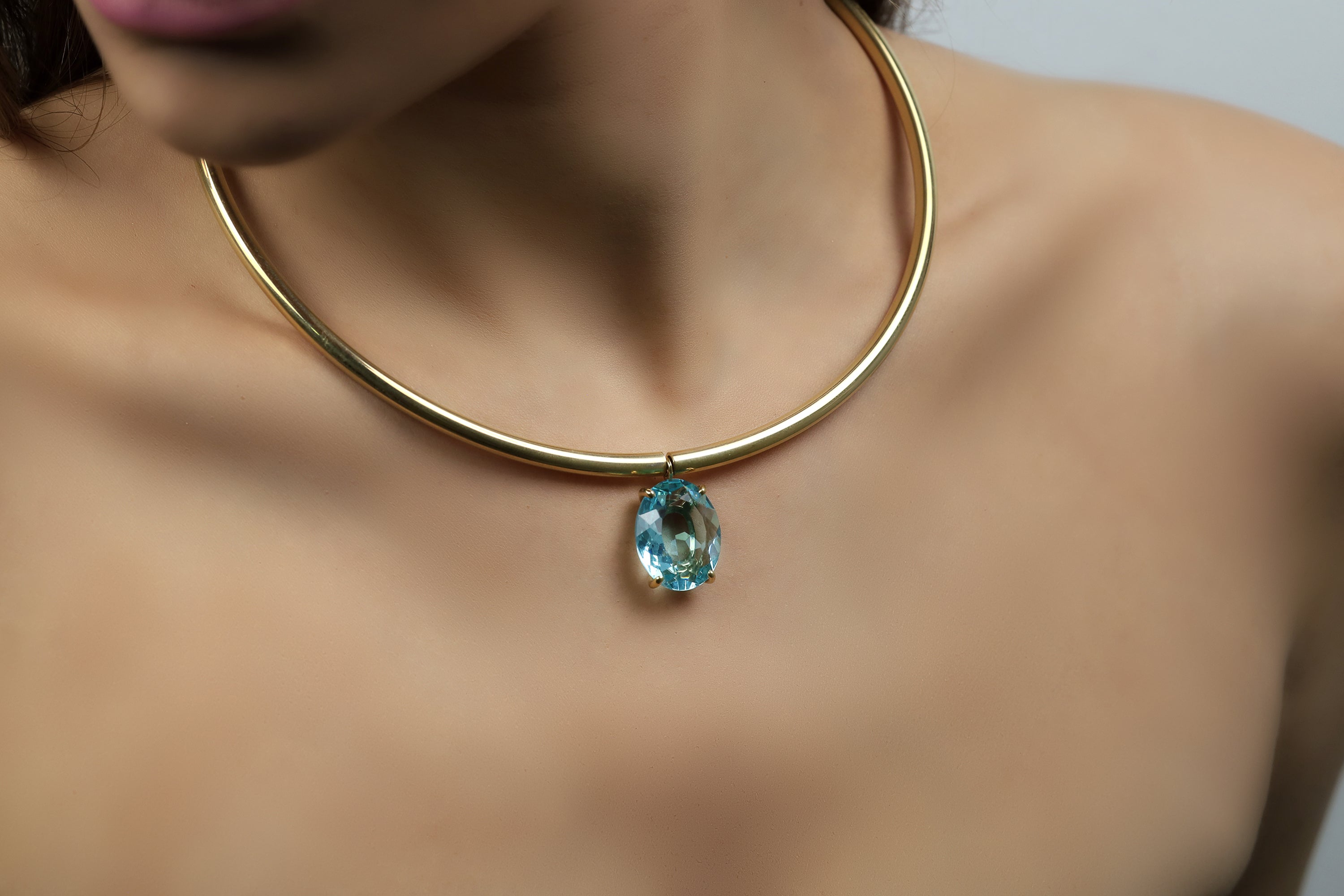 Blue Topaz Pendant Gold Tribal Necklace necklaces Anemone Jewelry