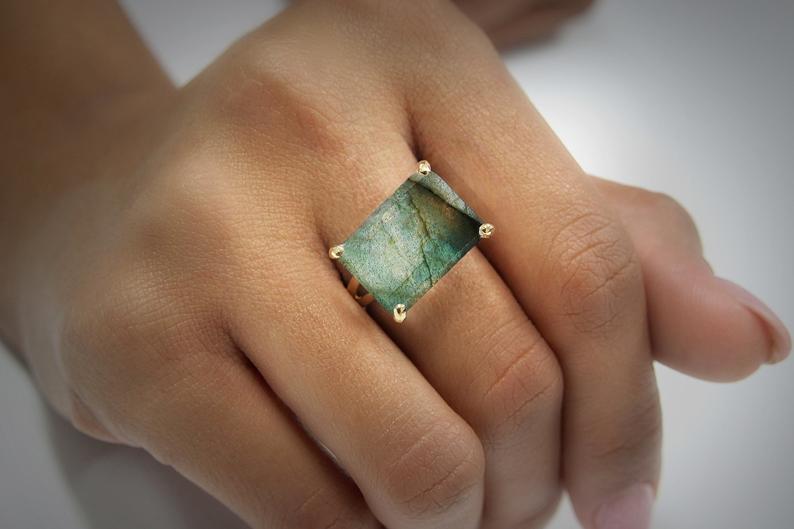 14k Gold Filled Labradorite Ring Rings Anemone Jewelry