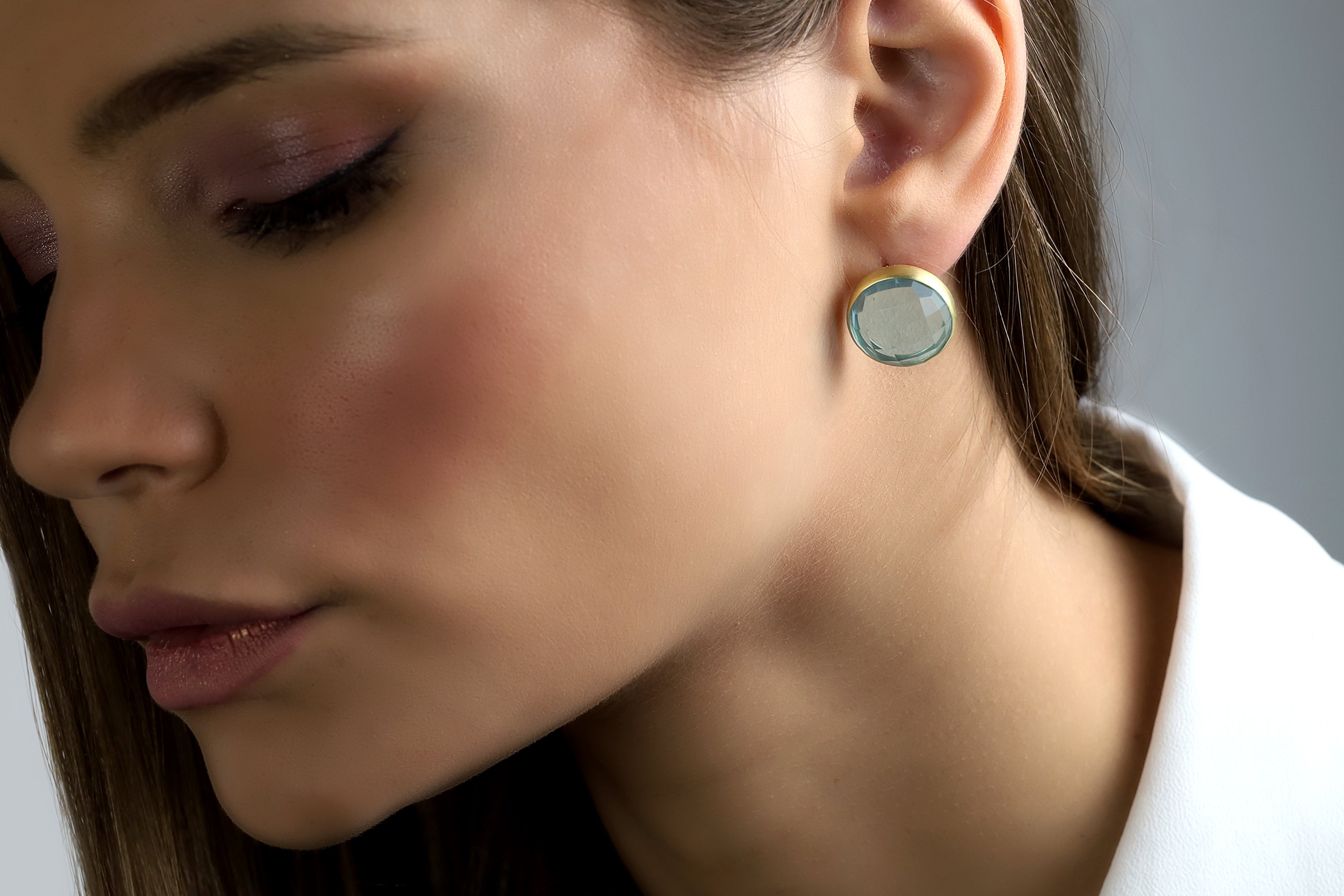 Blue Topaz Gold Bezel Earrings Earrings Anemone Limited