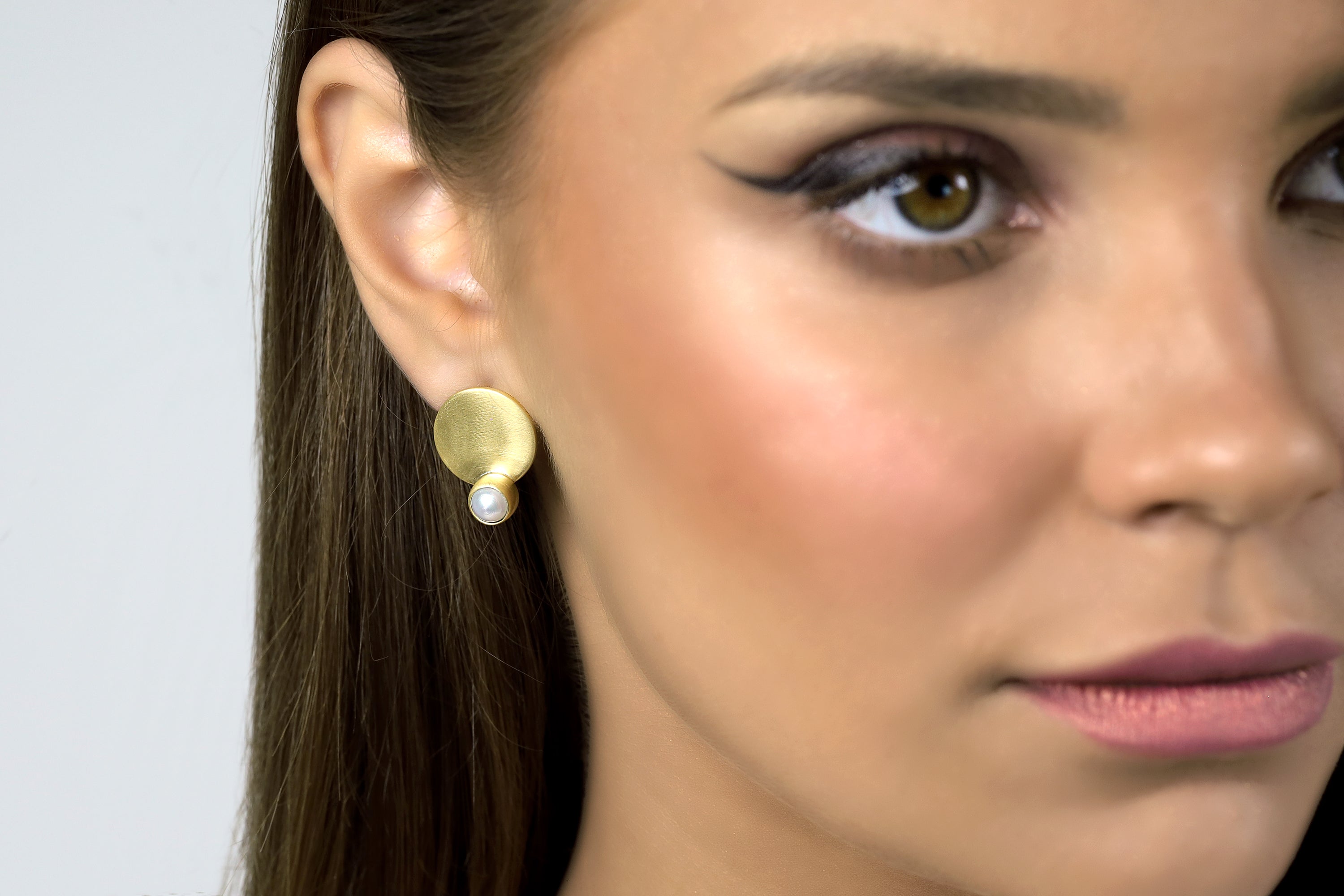 Gold Pearl Bezel Stud Coin Earrings Earrings Anemone Limited