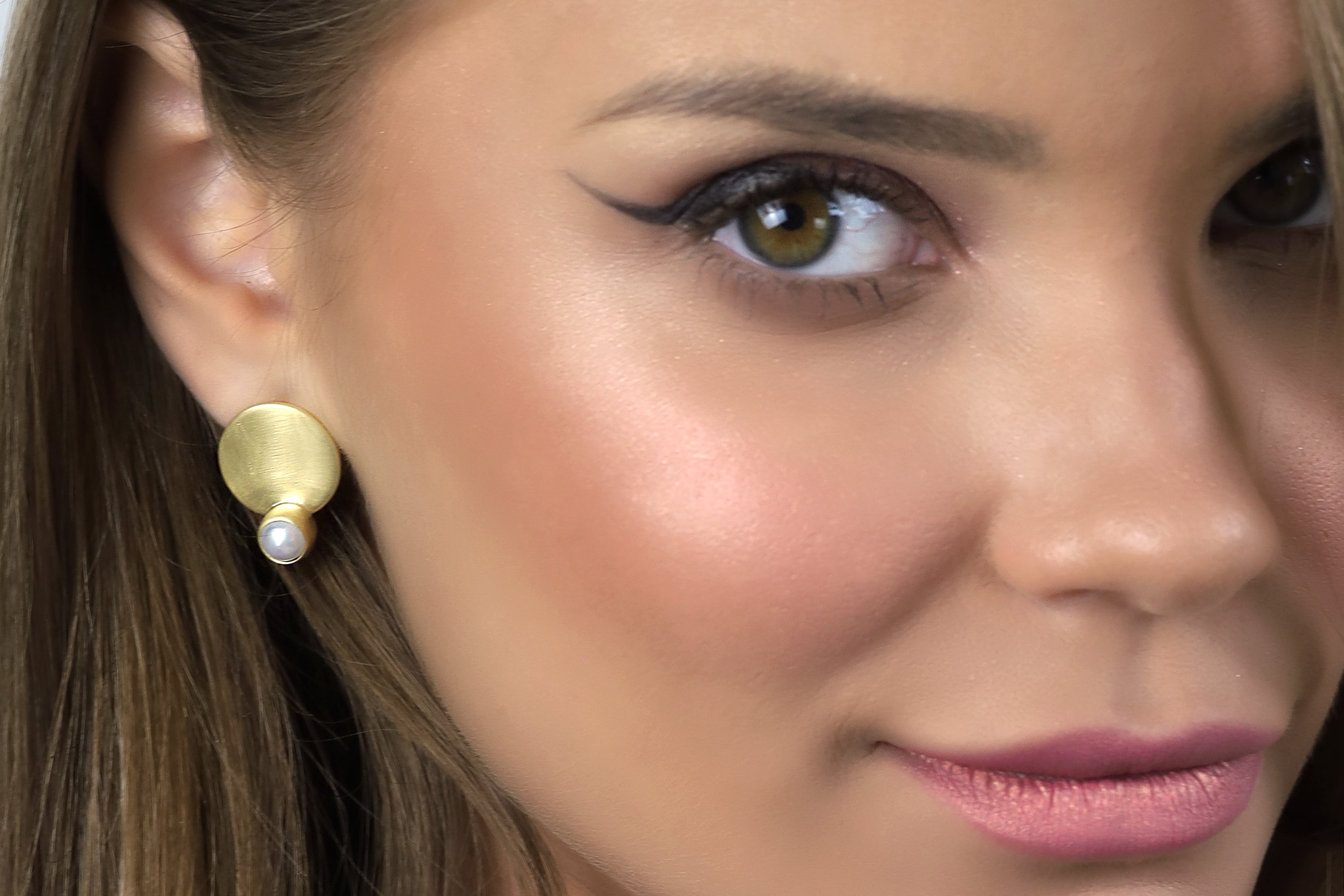 Gold Pearl Bezel Stud Coin Earrings Earrings Anemone Limited