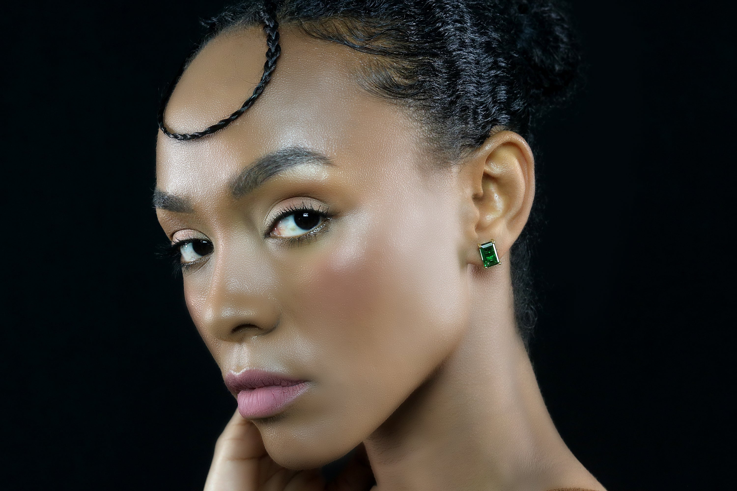 Green Emerald Stud Earrings in Gold Earrings Anemone Unique