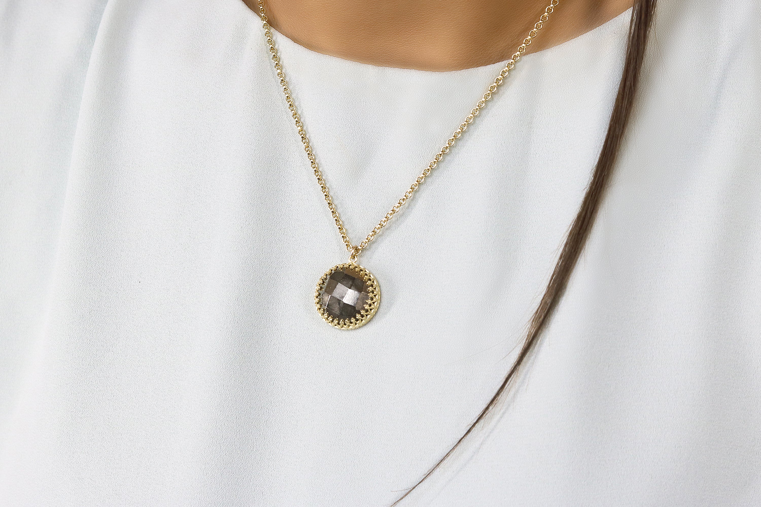 Unique Pyrite Crystal Necklace in Gold necklaces Anemone Jewelry