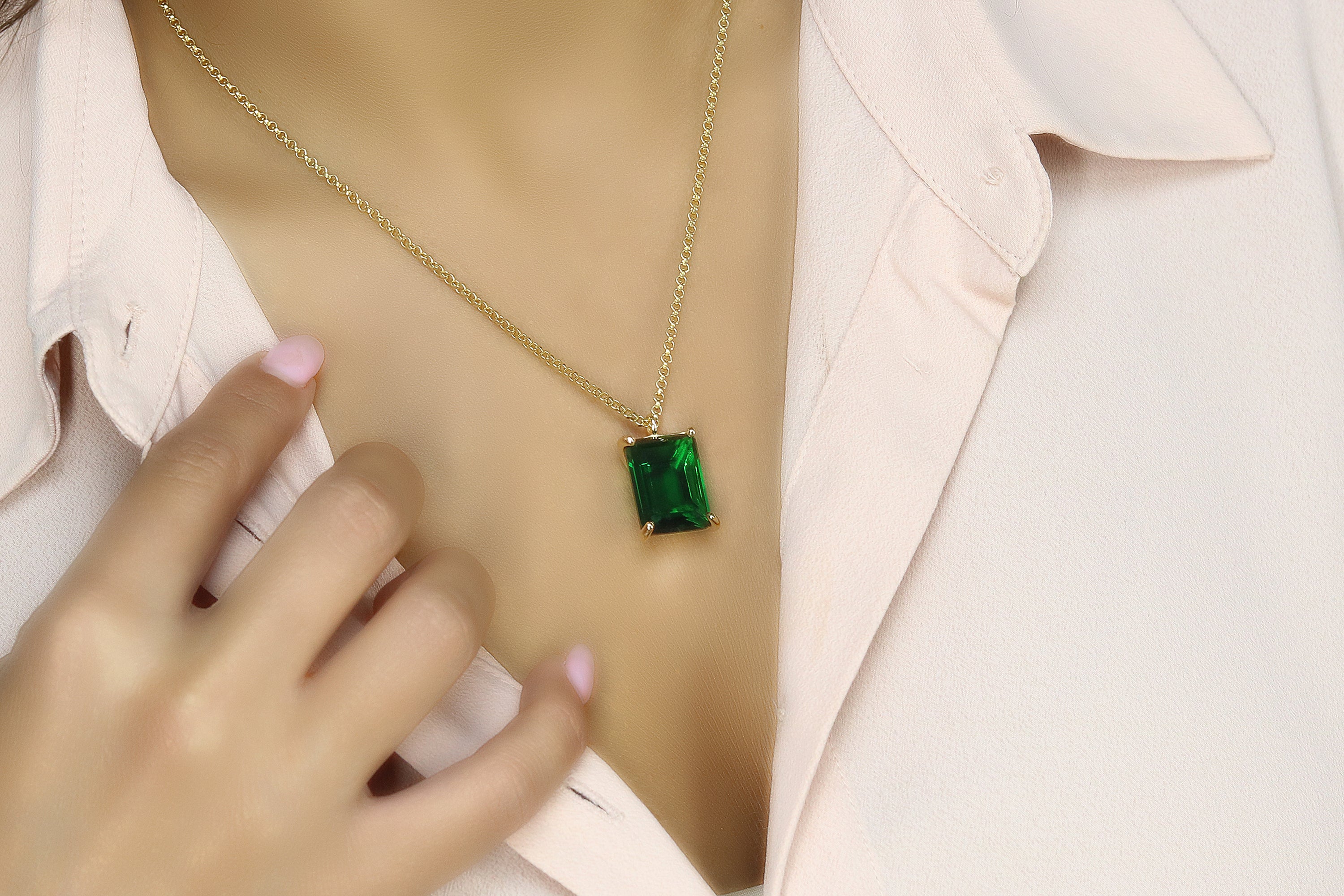 Lush Emerald Sterling Silver Necklace necklaces Anemone Jewelry