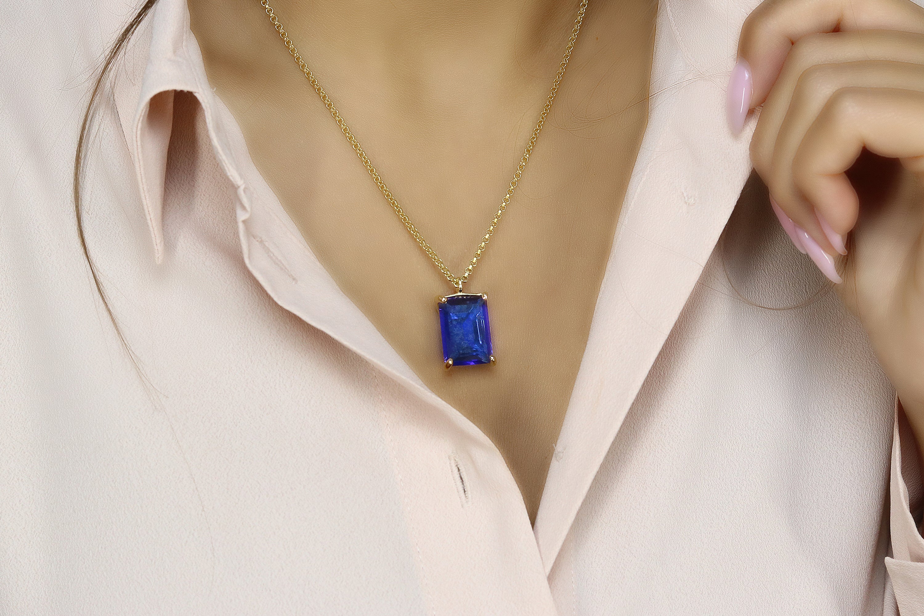 Statement 925 Sterling Silver Sapphire Necklace necklaces Anemone Jewelry