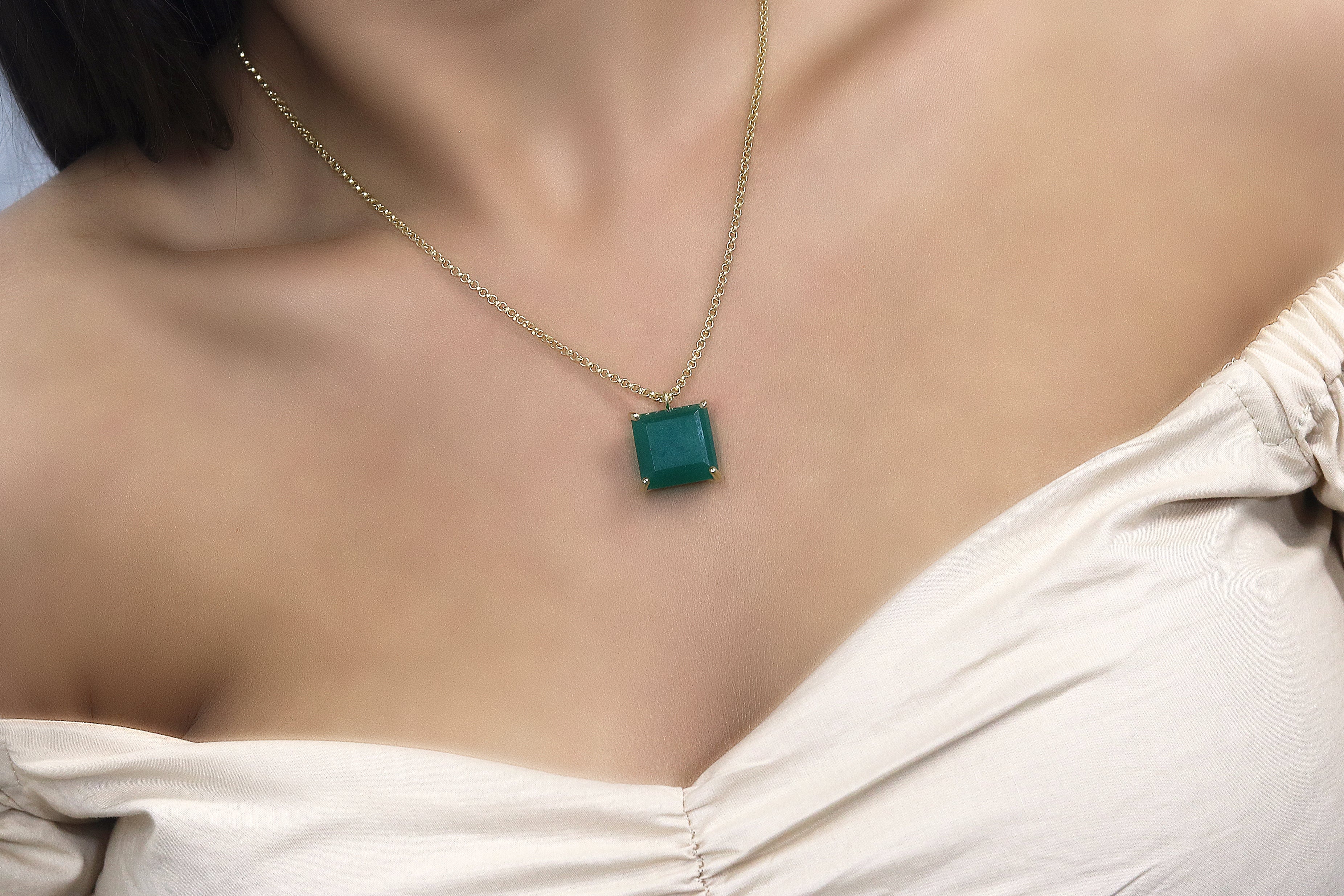 Artisan Green Onyx Necklace for Women necklaces Anemone Jewelry