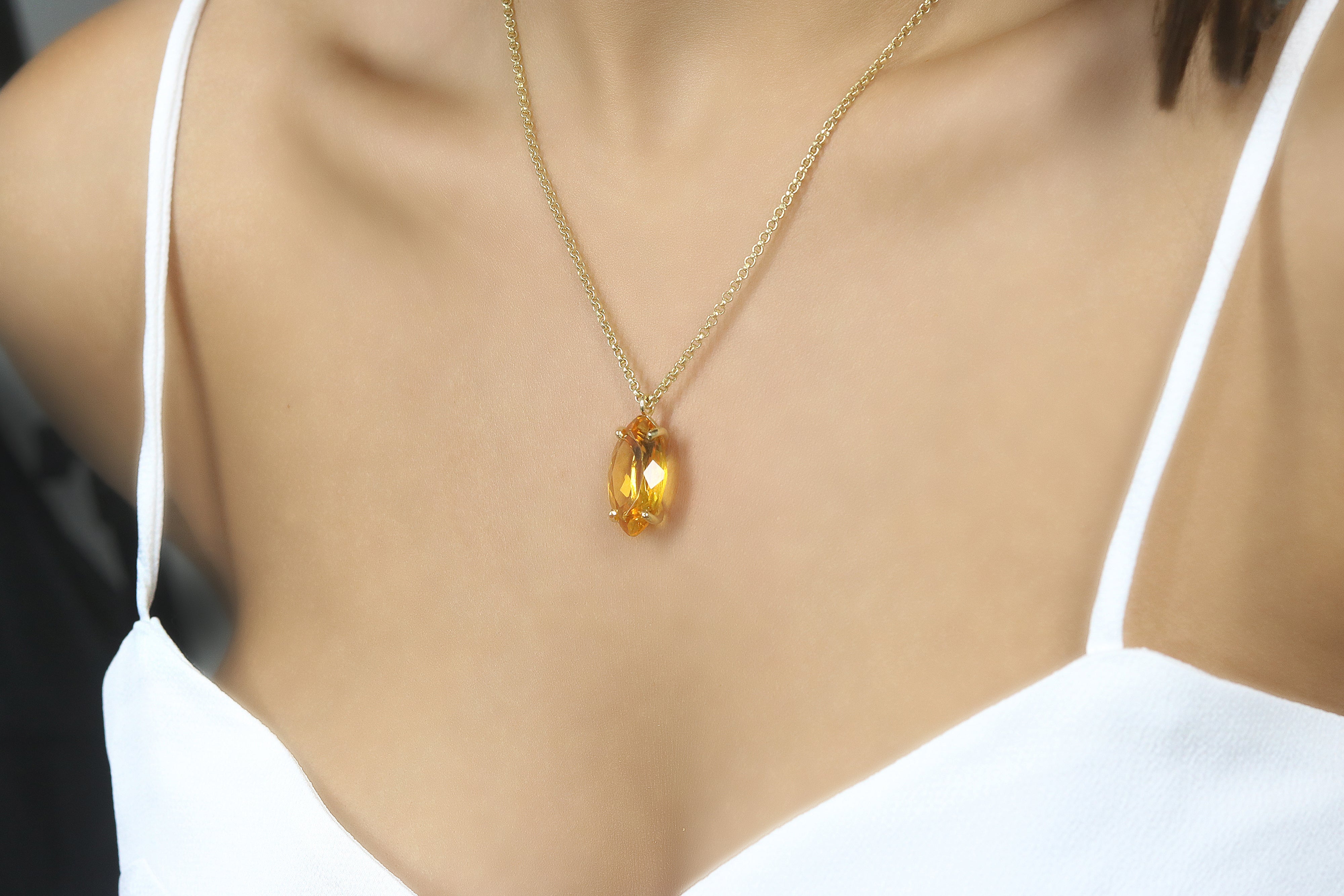 Elegant Handmade Custom Citrine Birthstone Pendant Necklace necklaces Anemone Jewelry