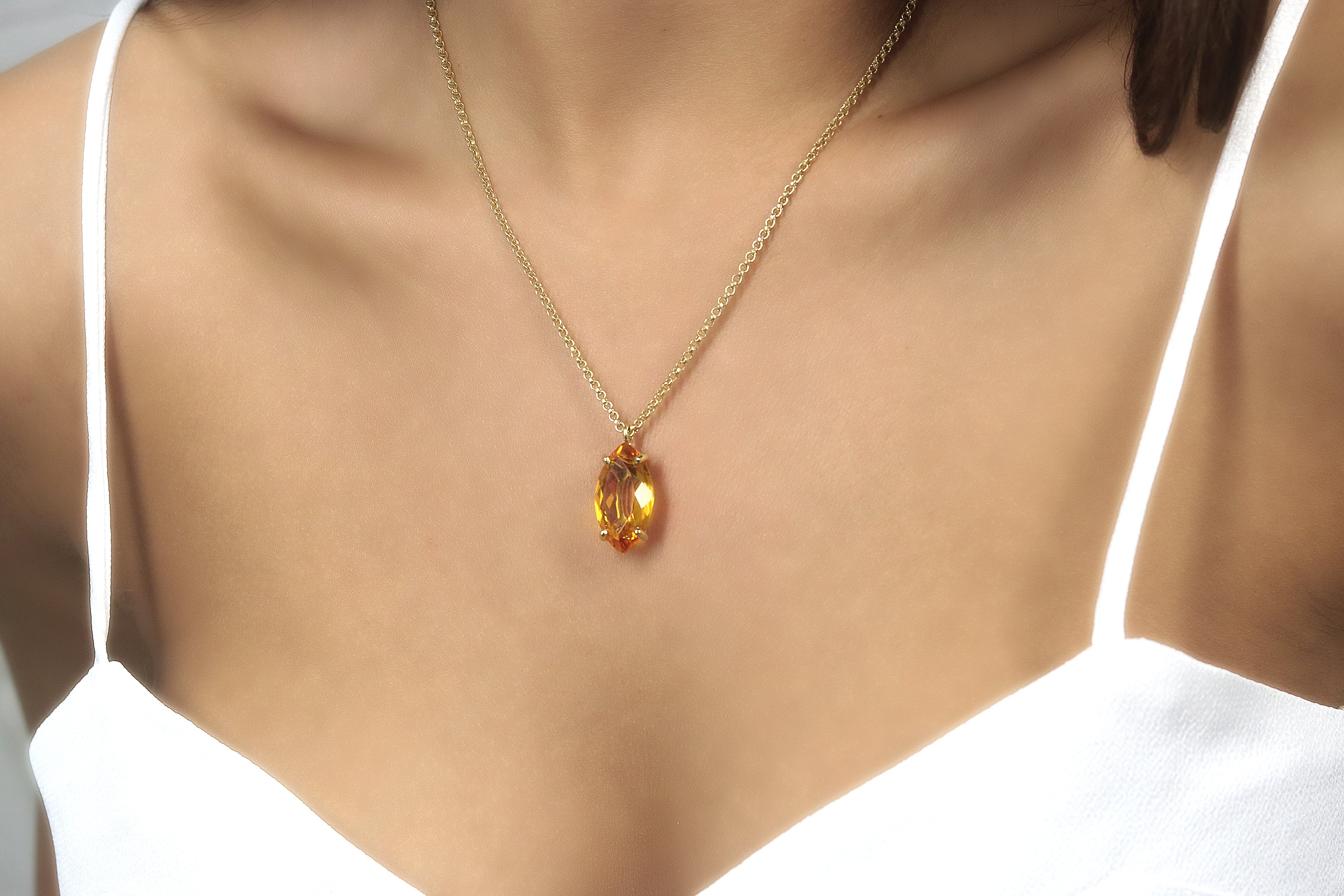 Elegant Handmade Custom Citrine Birthstone Pendant Necklace necklaces Anemone Jewelry