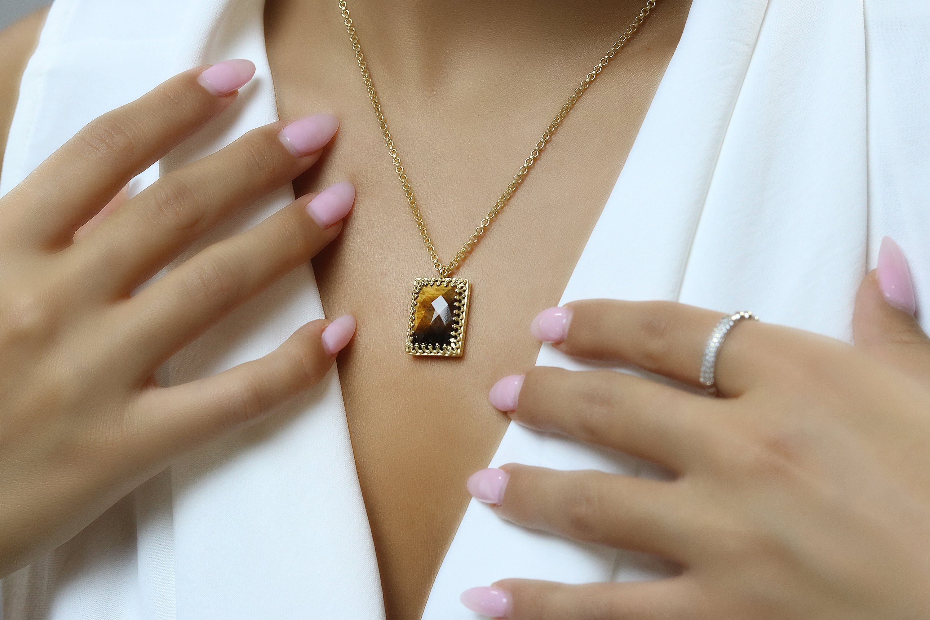 Stylish Tiger Eye Gold Filled Necklace necklaces Anemone Jewelry