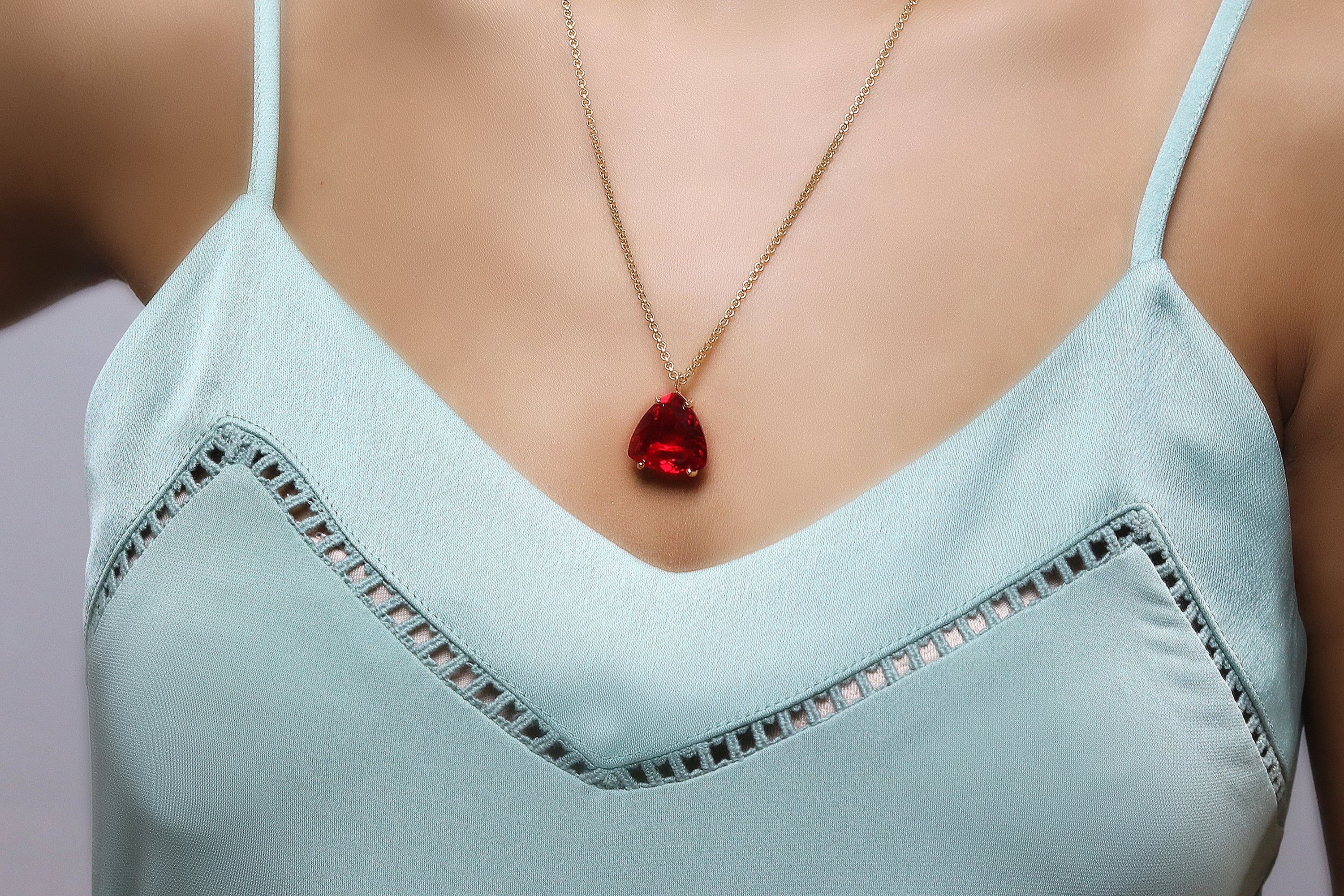 Artisan 14k Yellow Gold Ruby Necklace necklaces Anemone Jewelry