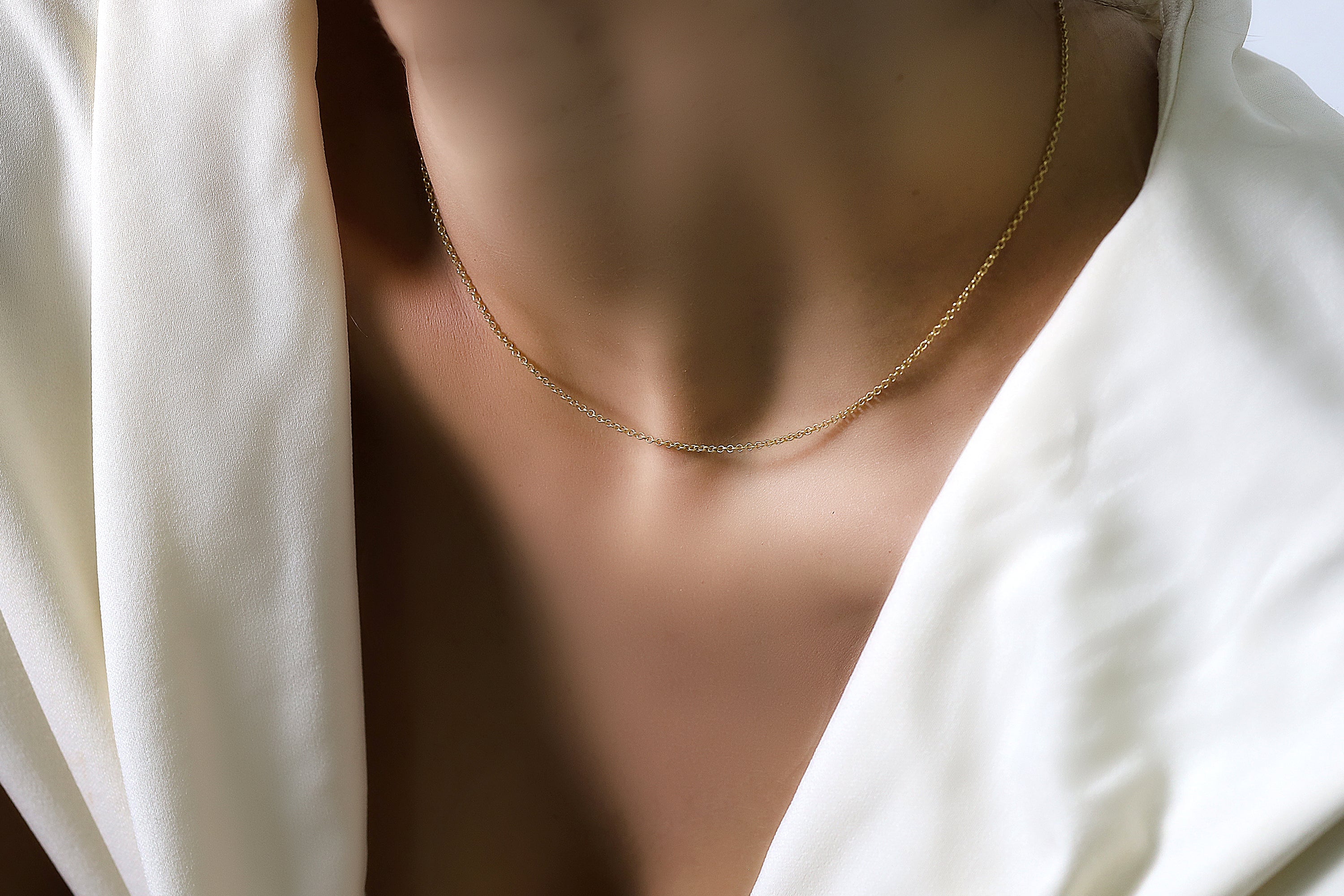 Gold 1.3mm Rolo Chain Necklace necklaces Anemone Jewelry