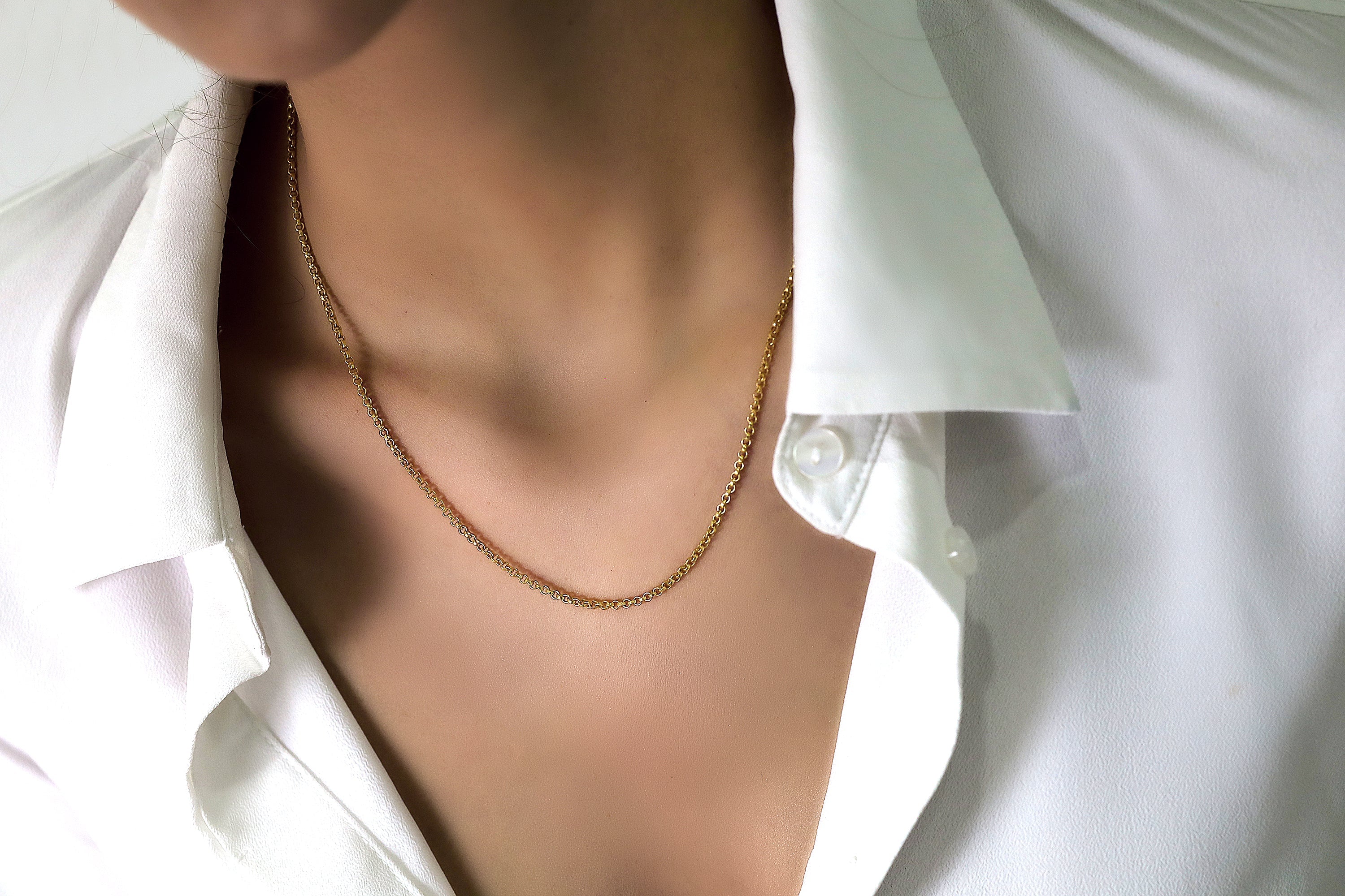 Gold 2mm Rolo Chain Minimalist Necklace necklaces Anemone Jewelry