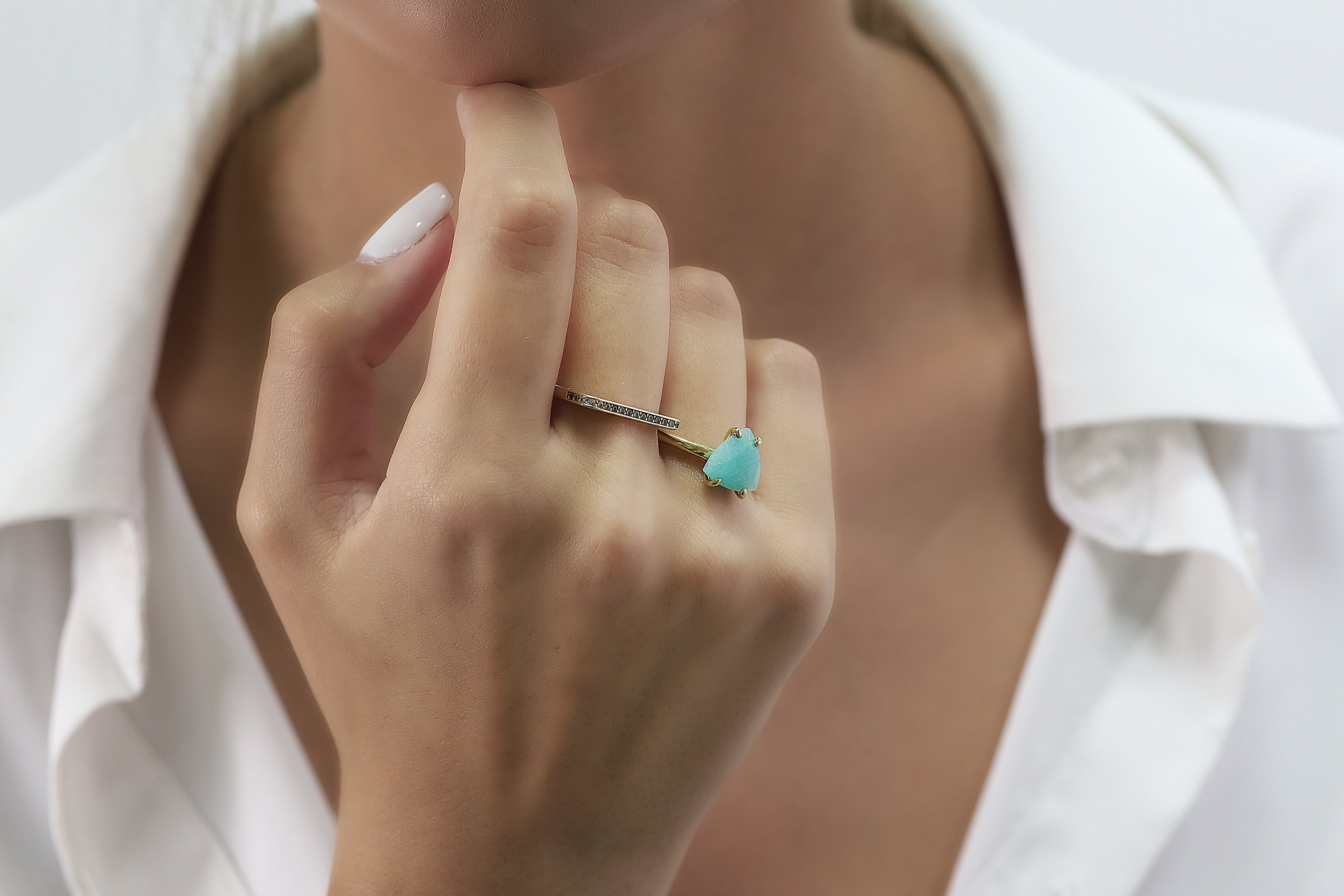 Trilliant Amazonite Gemstone Ring in Sterling Silver Rings Anemone Unique