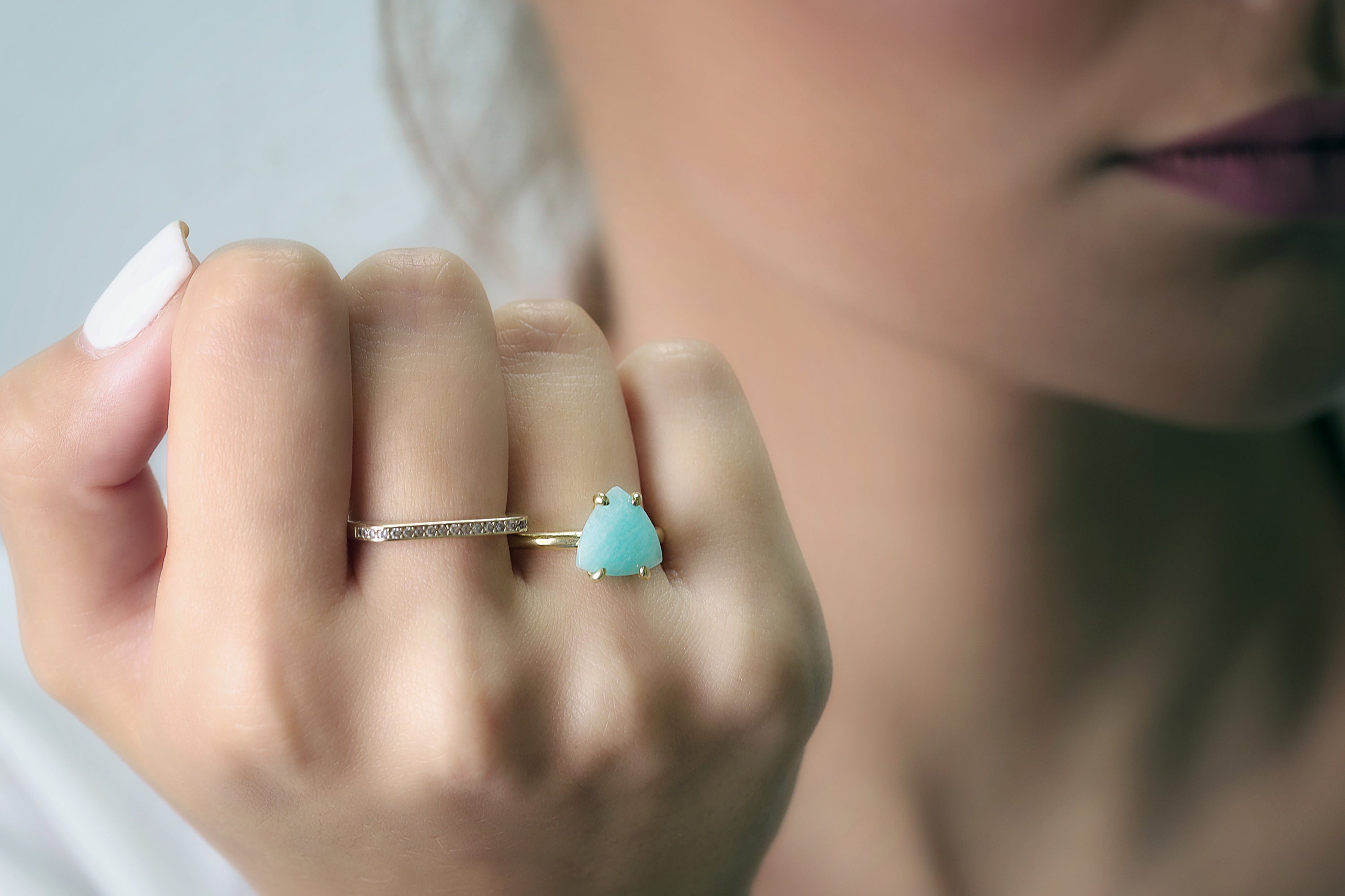 14k Gold-filled Ring with Amazonite Gemstone Rings Anemone Unique