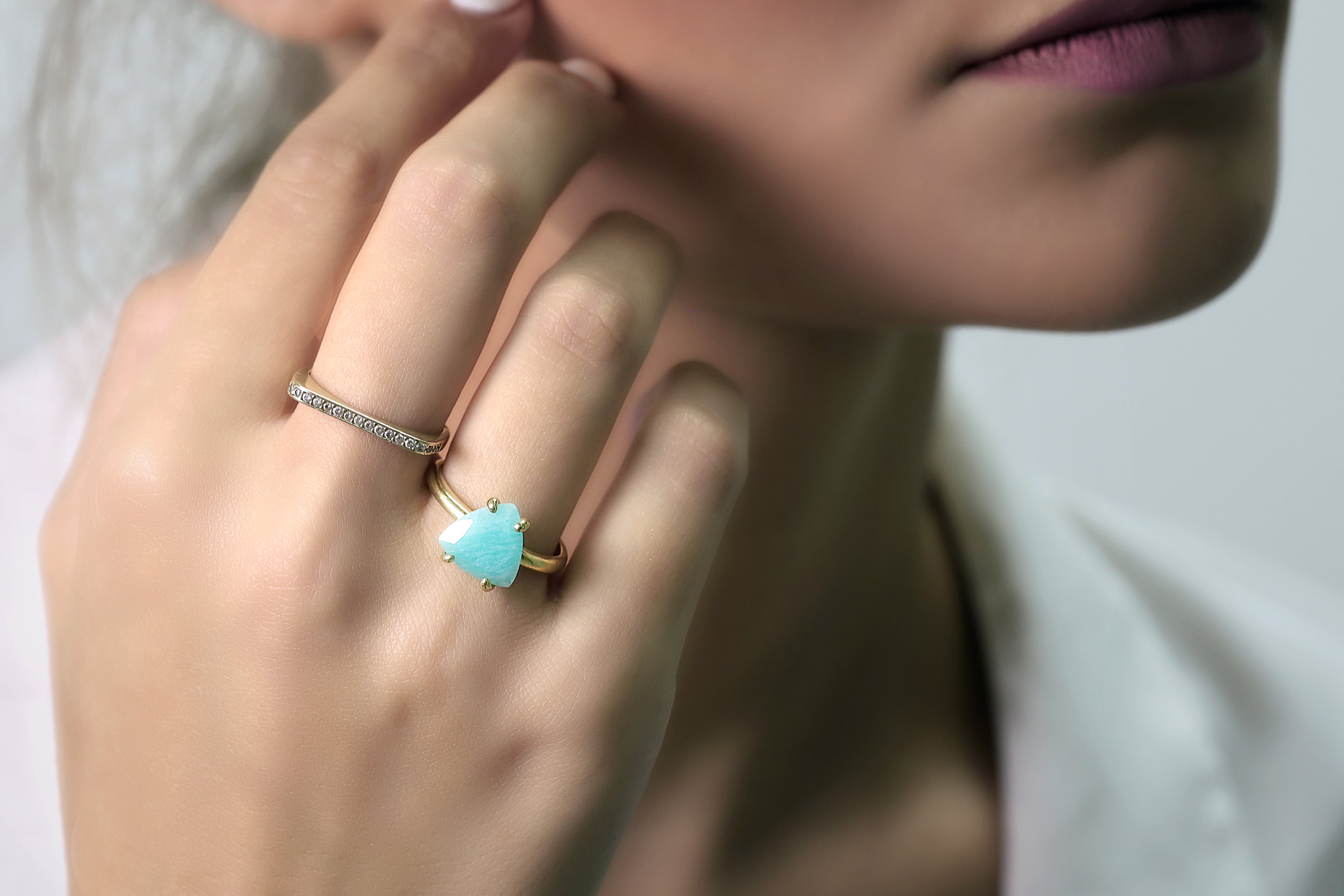 14k Gold-filled Ring with Amazonite Gemstone Rings Anemone Unique