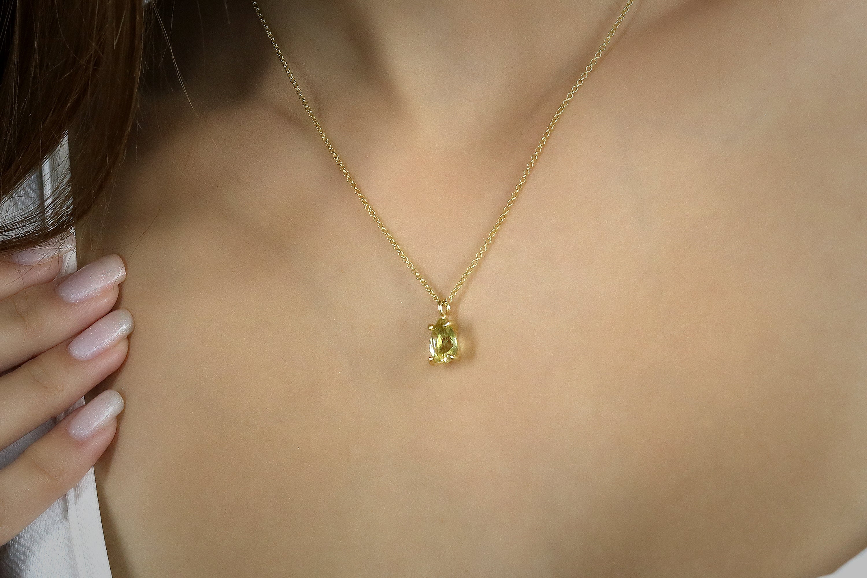 Pear Lemon Quartz Dainty Gold Necklace necklaces Anemone Unique