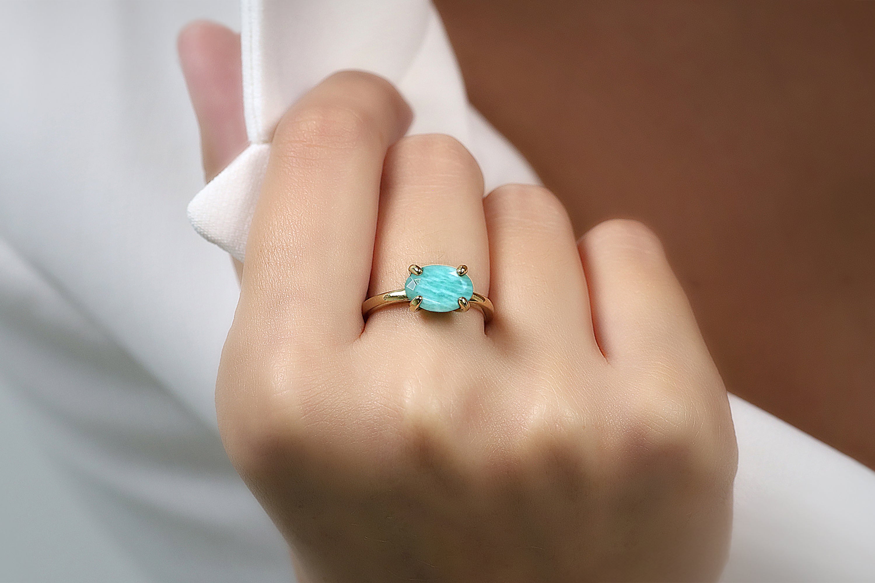 Amazonite Gold Stacking Ring Rings Anemone Unique