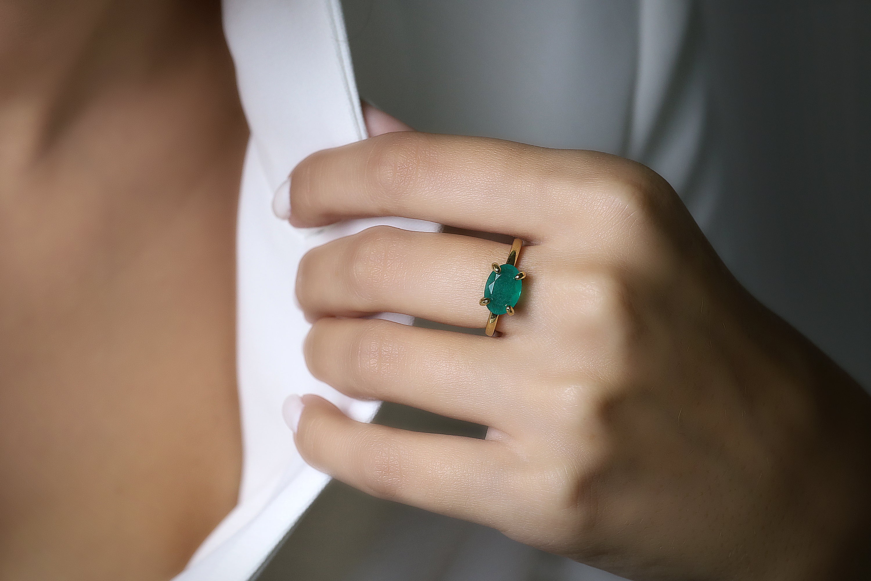 Green Onyx Ring in 14k Rose Gold Rings Anemone Unique