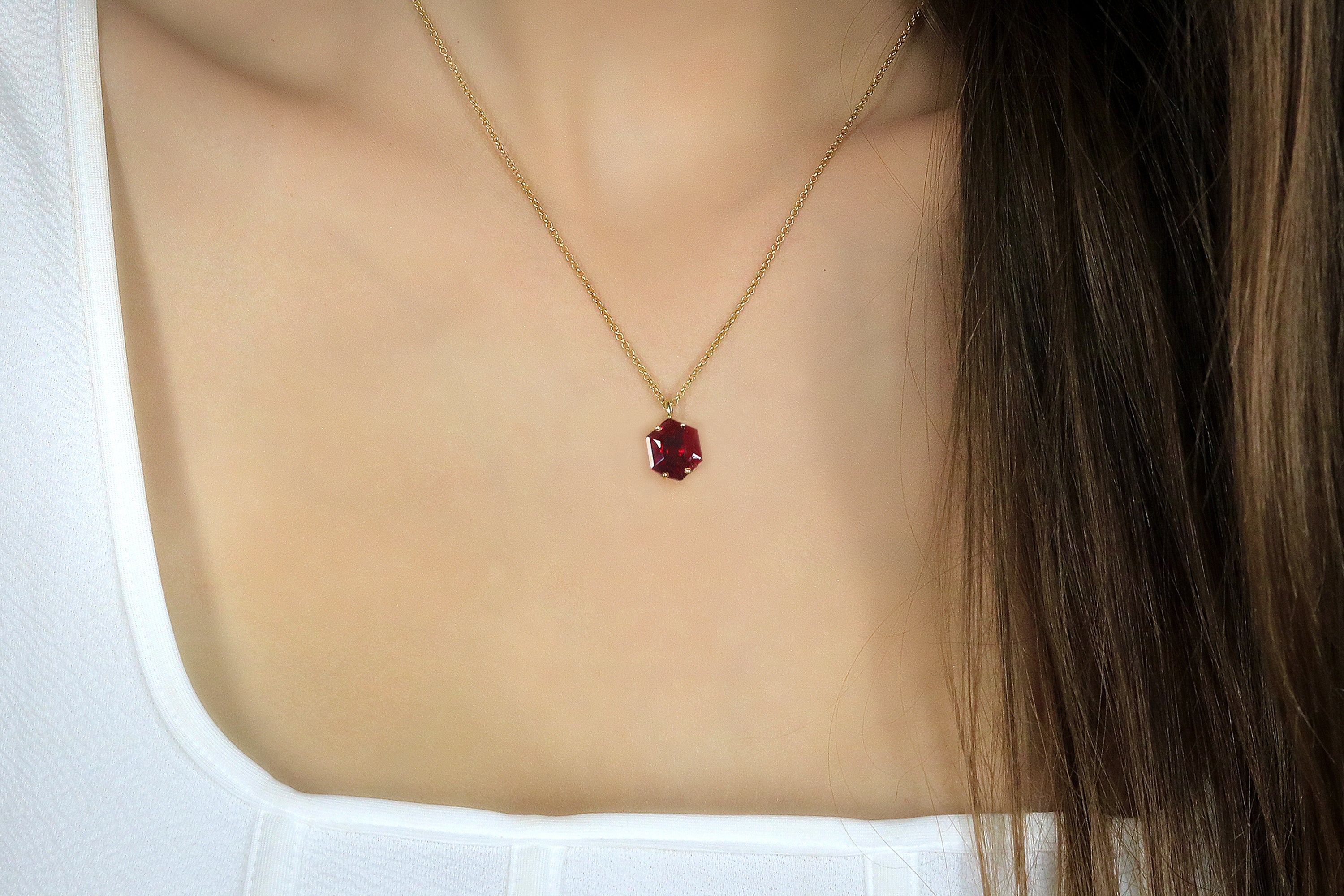 Sophisticated Garnet Gold Filled Necklace necklaces Anemone Unique