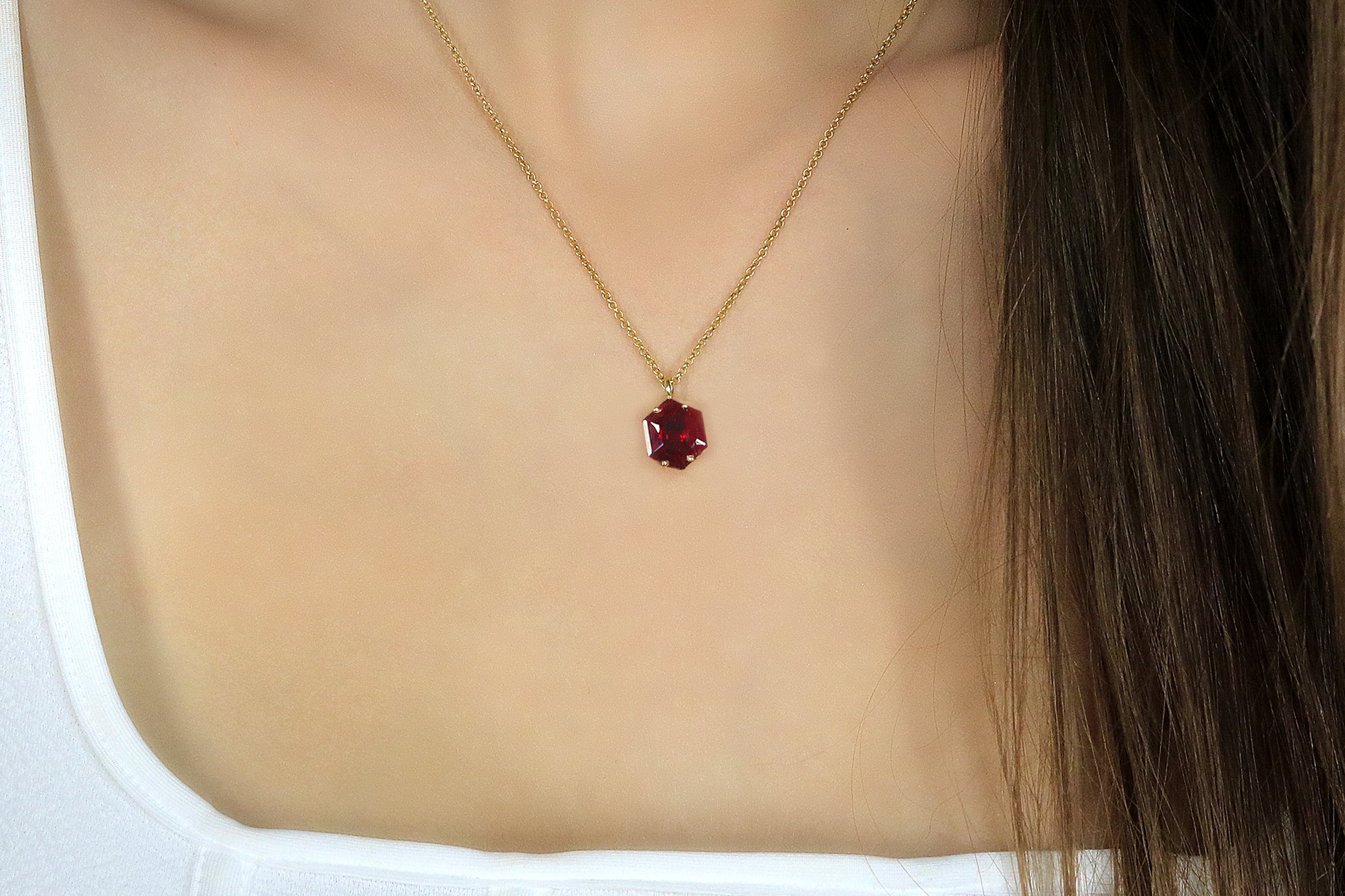 Sophisticated Garnet Gold Filled Necklace necklaces Anemone Unique