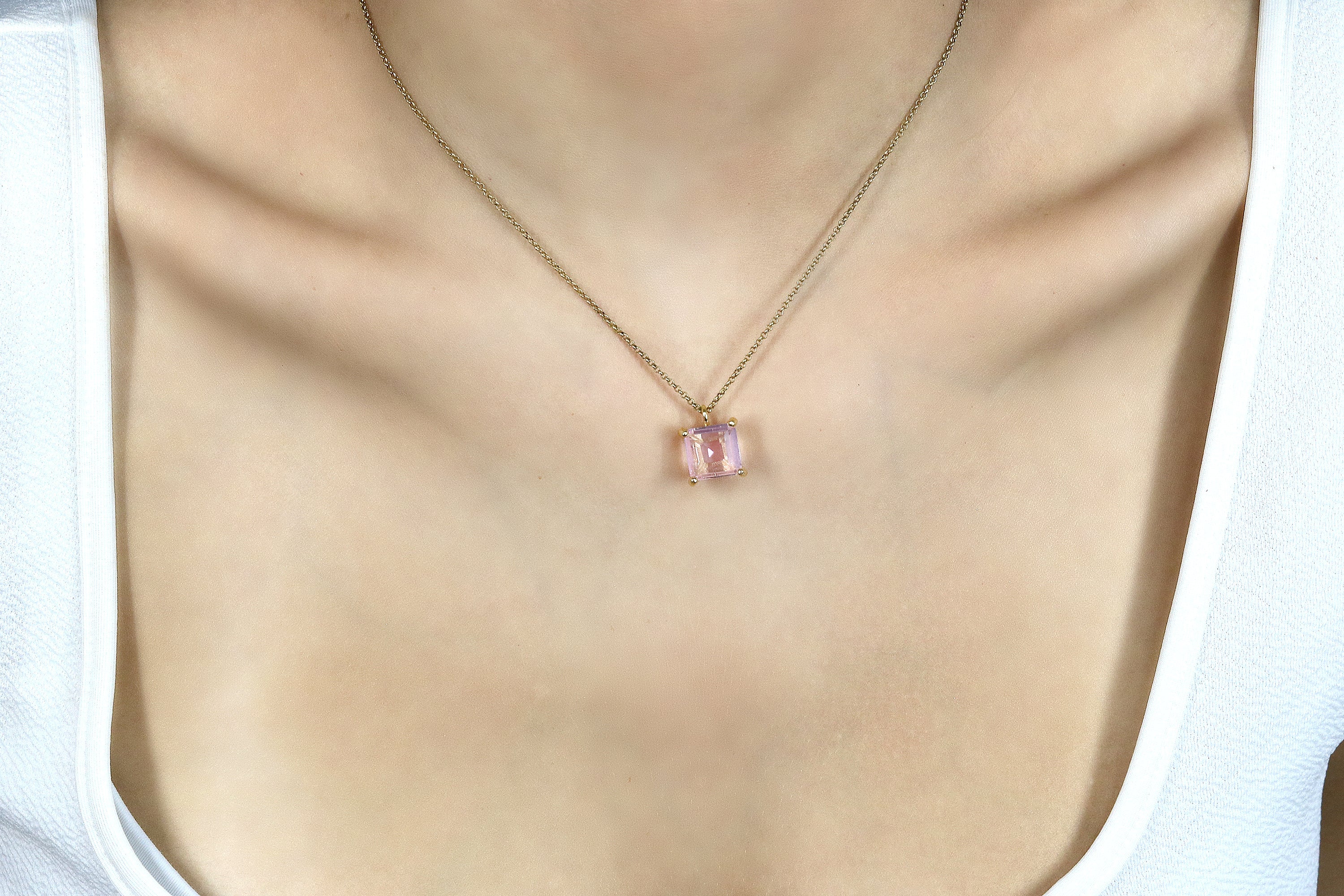 Fab Gold Rose Quartz Necklace necklaces Anemone Unique