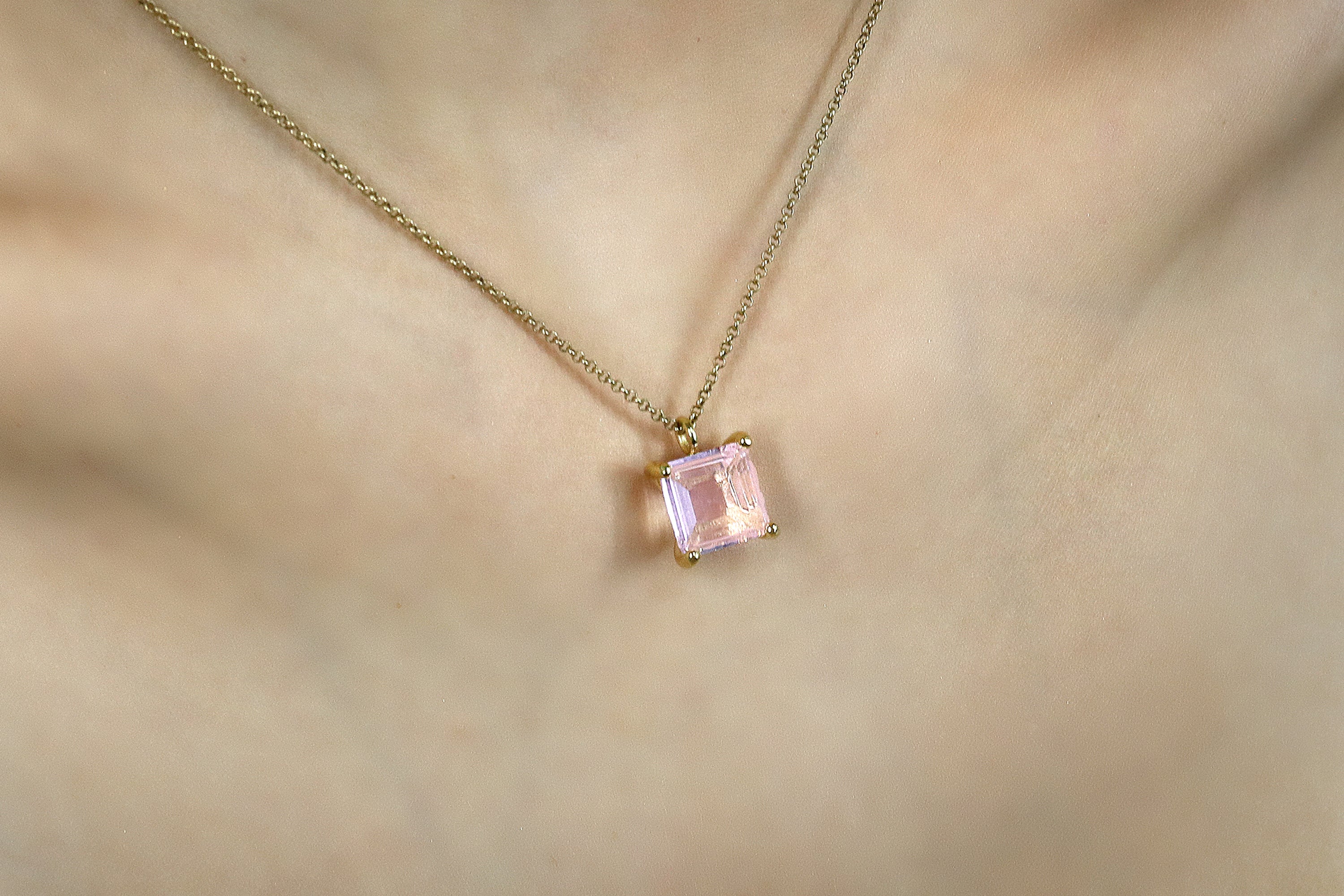 Fab Gold Rose Quartz Necklace necklaces Anemone Unique