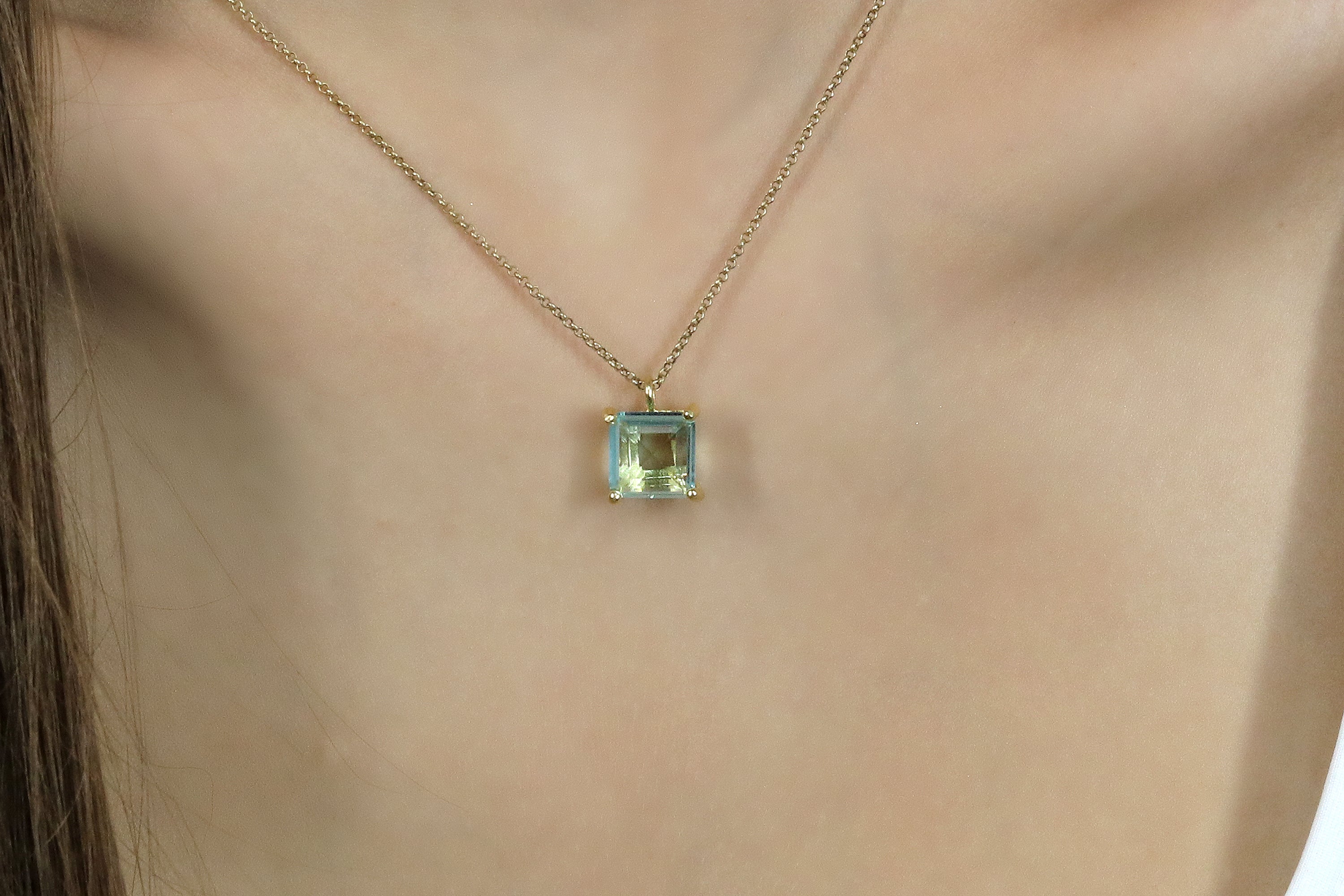 Sparkly Gold Blue Topaz Necklace necklaces Anemone Unique