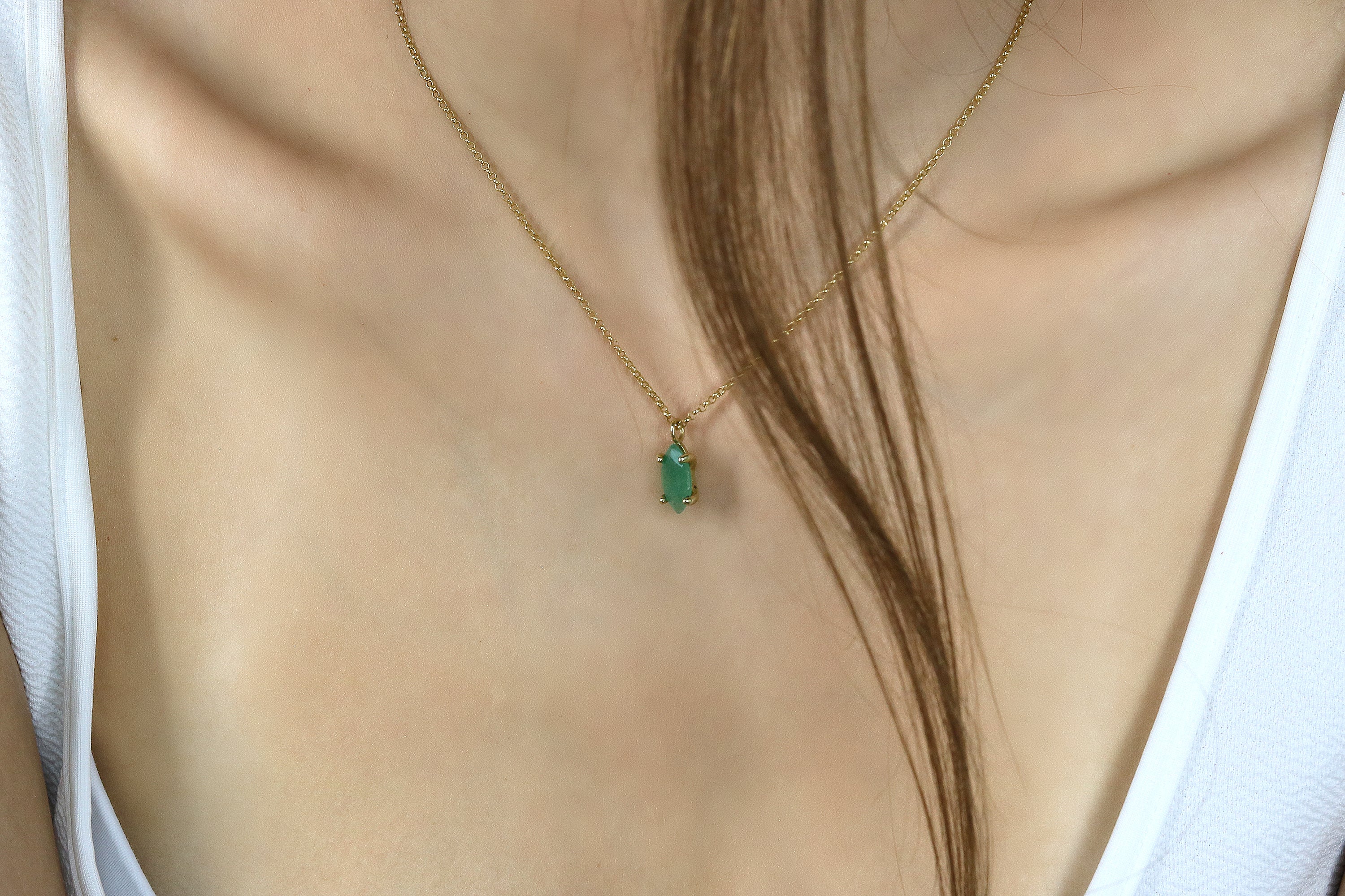 Dainty Marquise Aventurine Necklace in Gold necklaces Anemone Unique