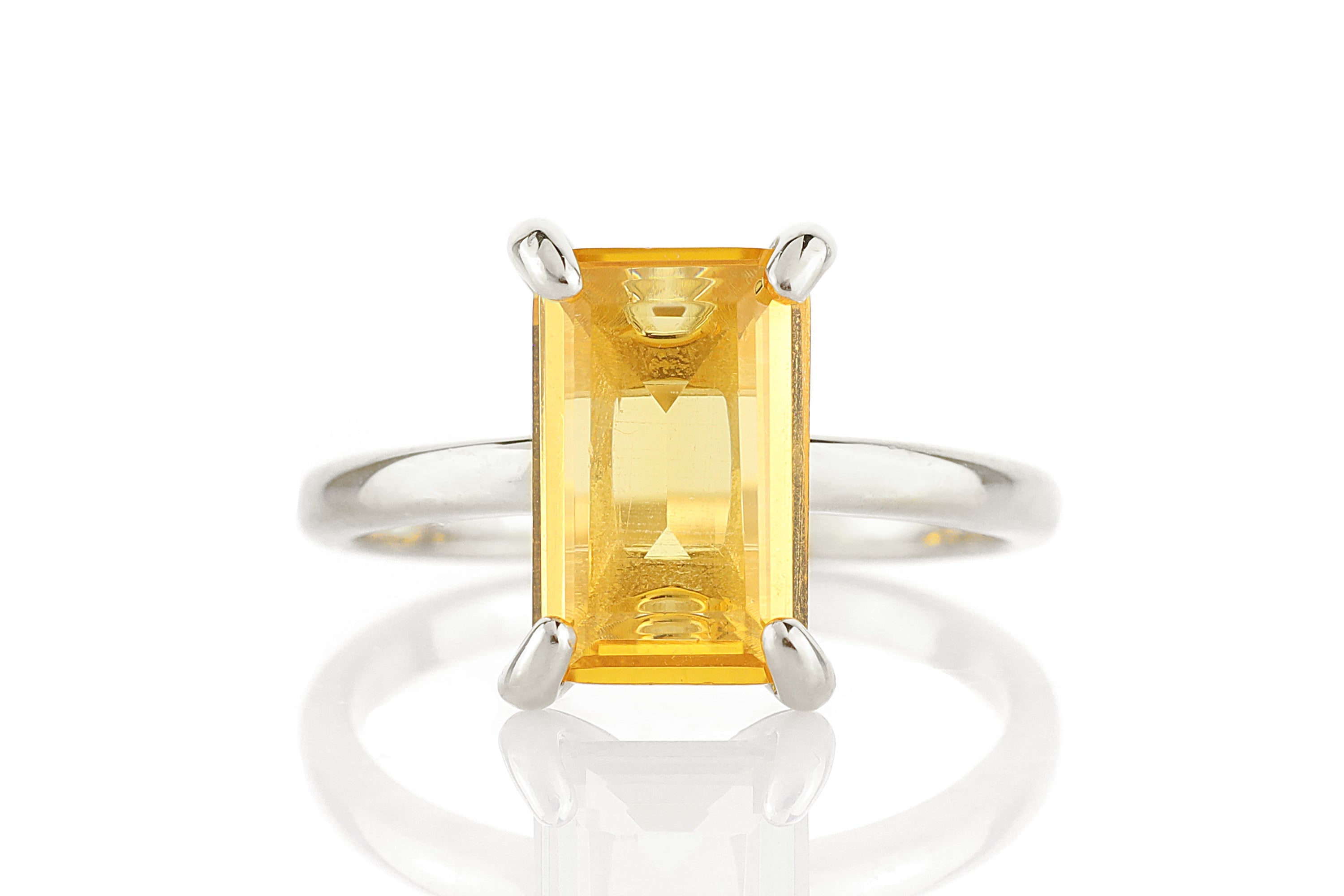 Single Citrine Stone Ring in Sterling Silver Rings Anemone Unique