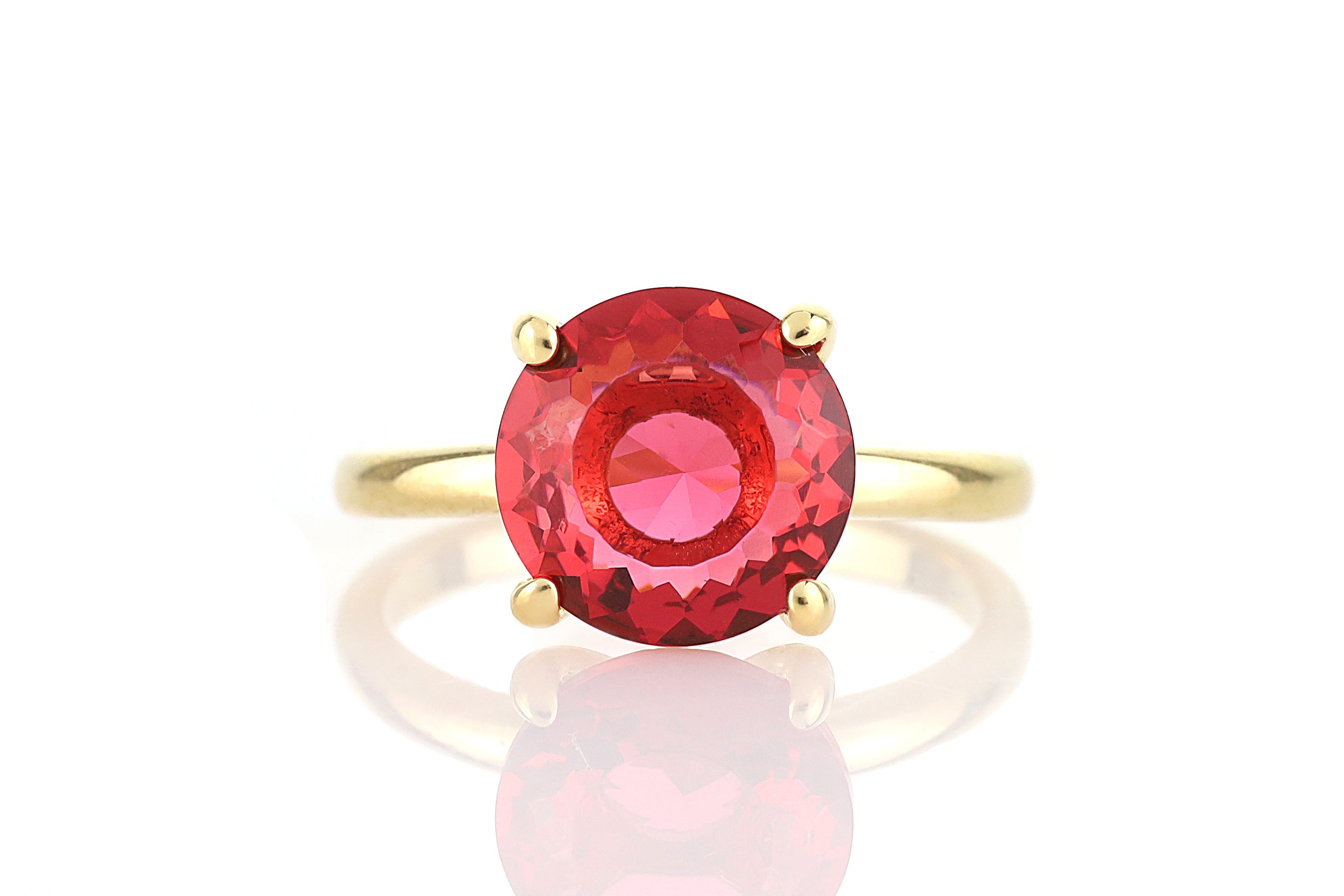 Pink Tourmaline Round Solitaire Ring Rings Anemone Unique