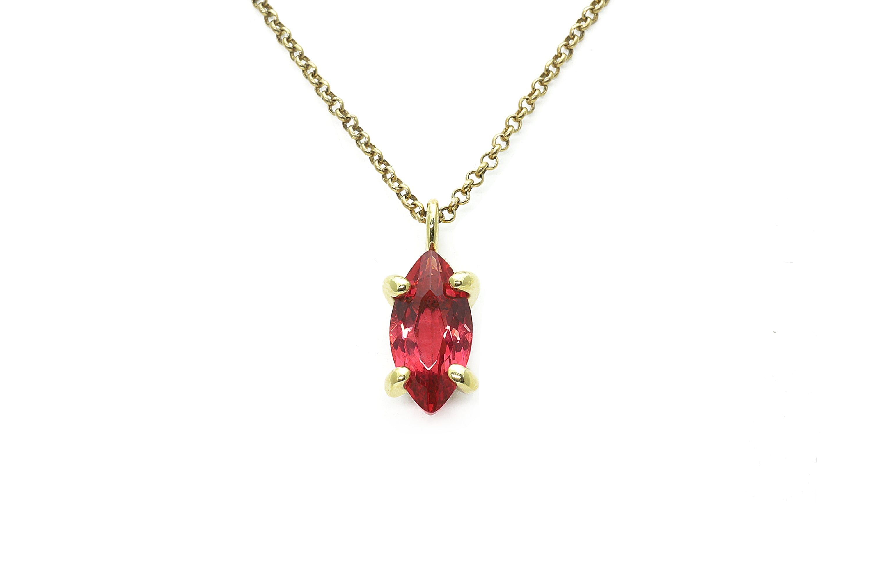 Marquise Cut Pink Tourmaline Pendant Gold Necklace necklaces Anemone Unique