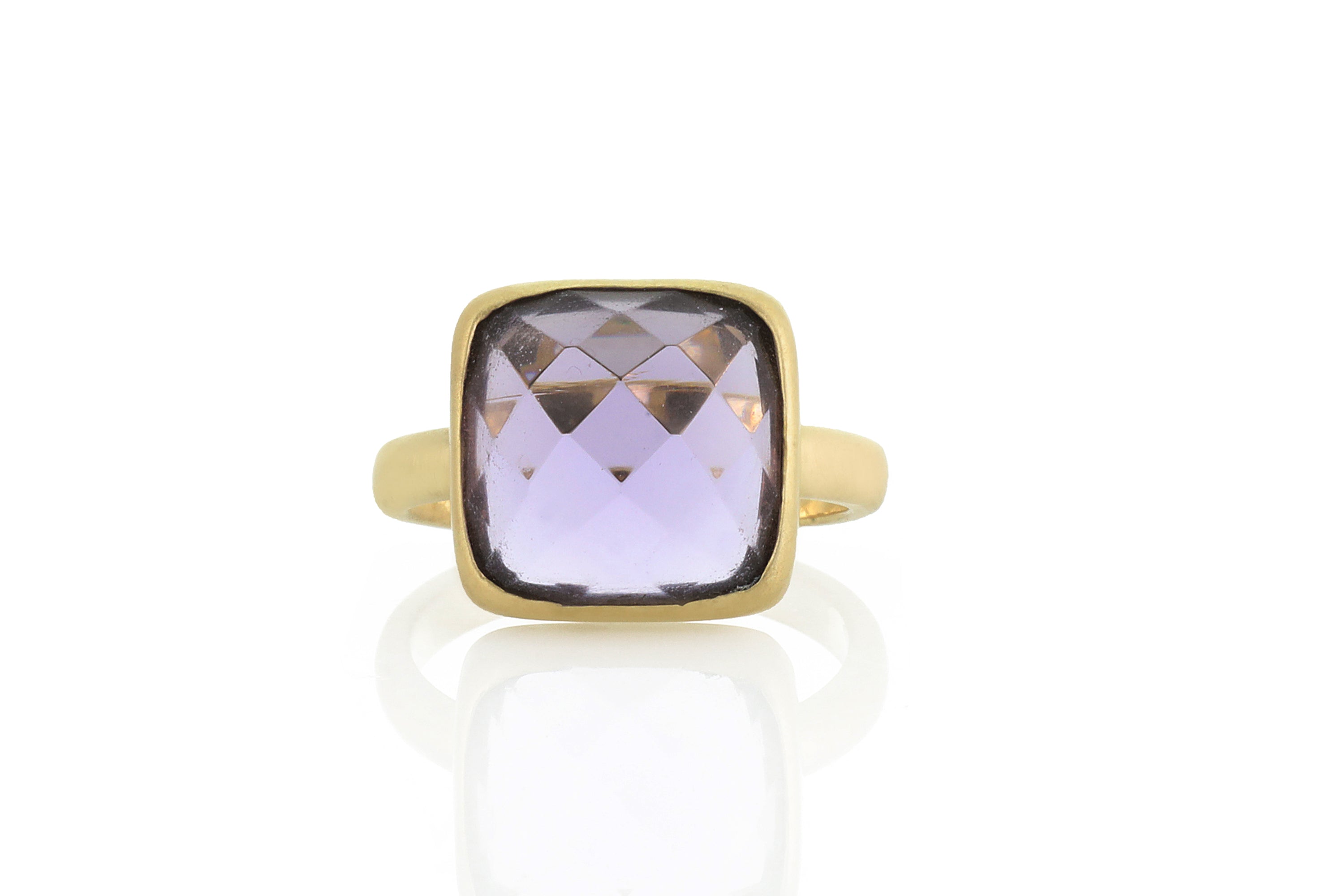 Square Amethyst Bezel Set Gold Ring Rings Anemone Limited