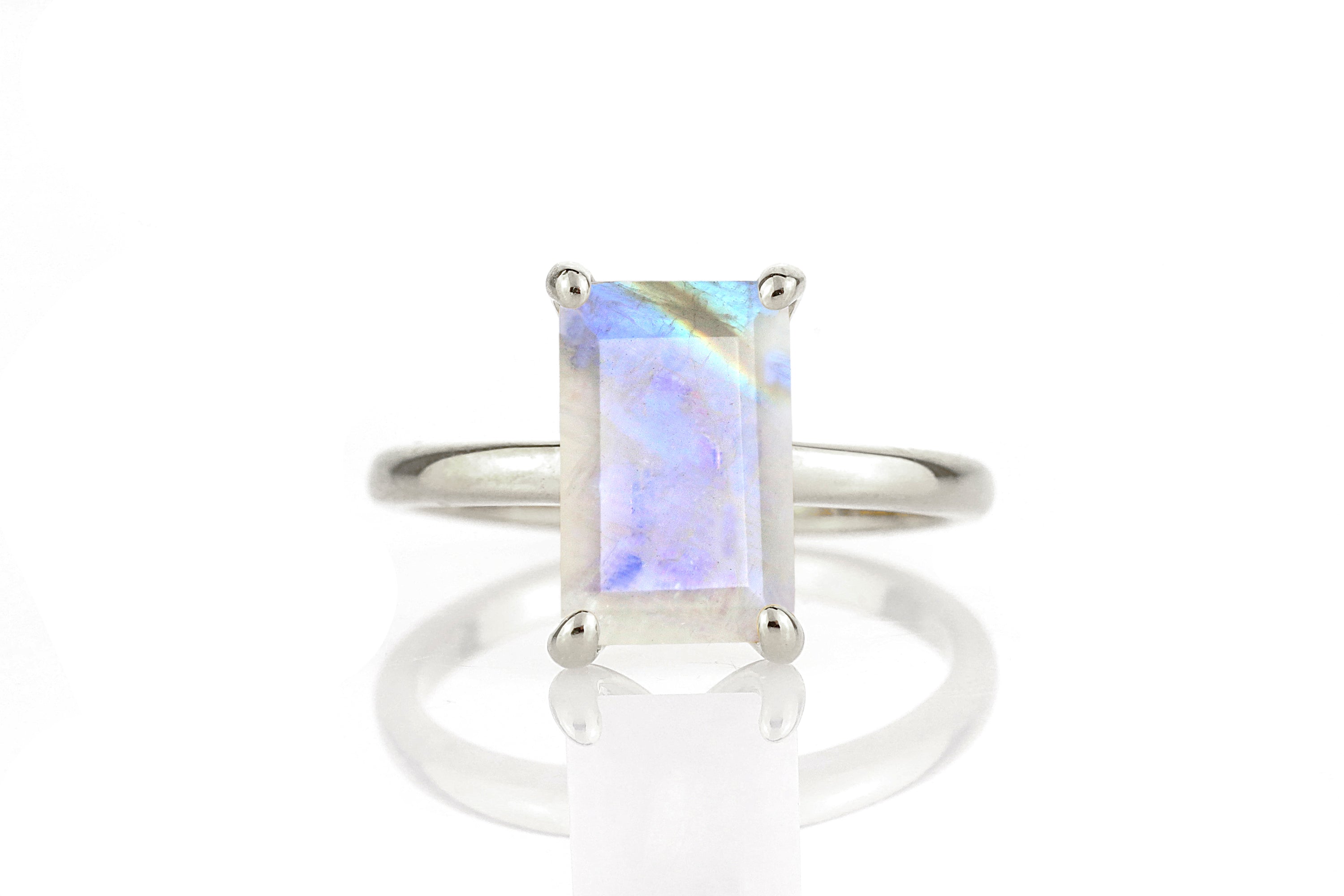 Sterling Silver Rectangle Moonstone Ring Rings Anemone Unique