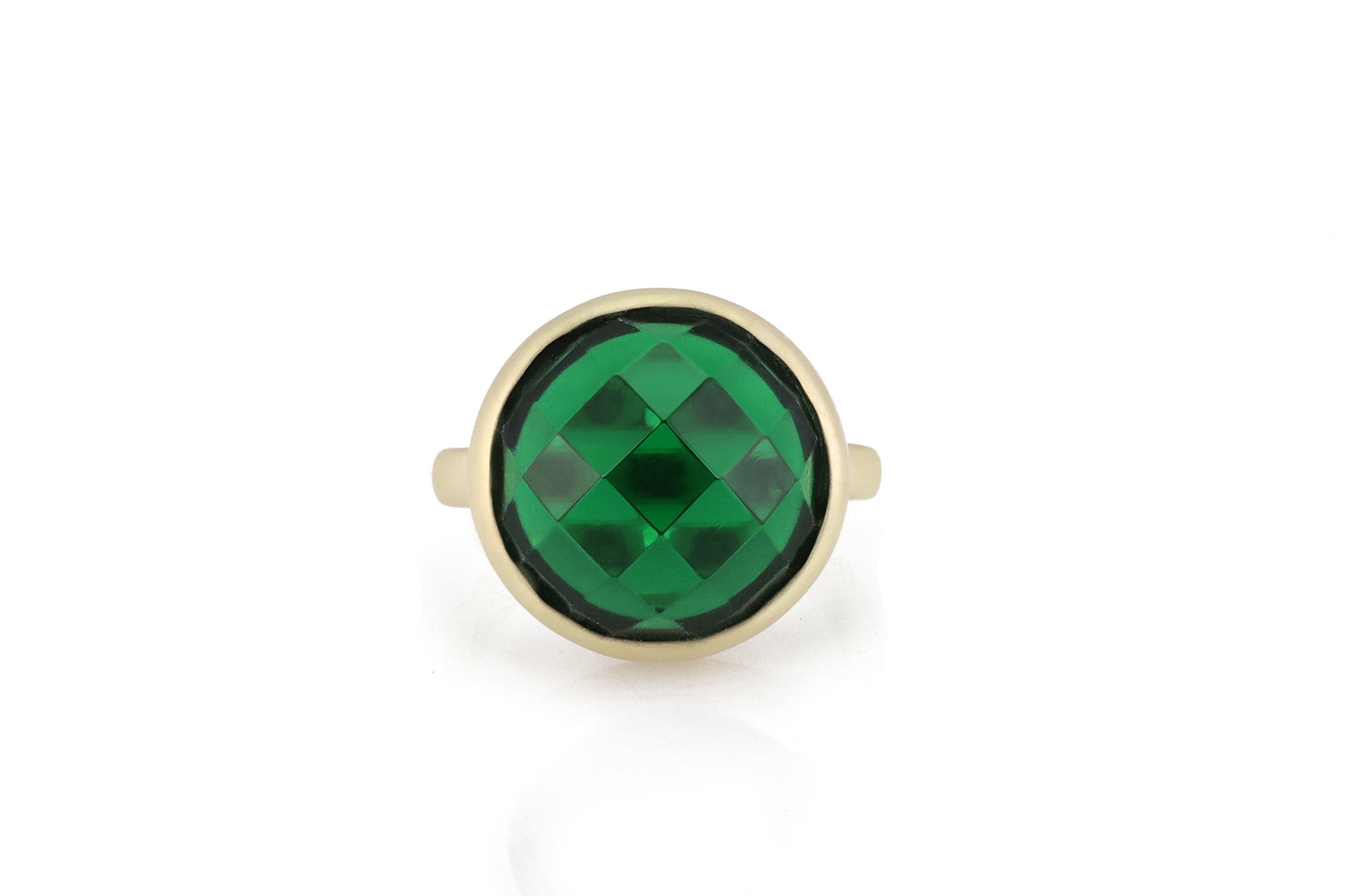 Round 16mm Emerald Gold Statement Ring Rings Anemone Limited