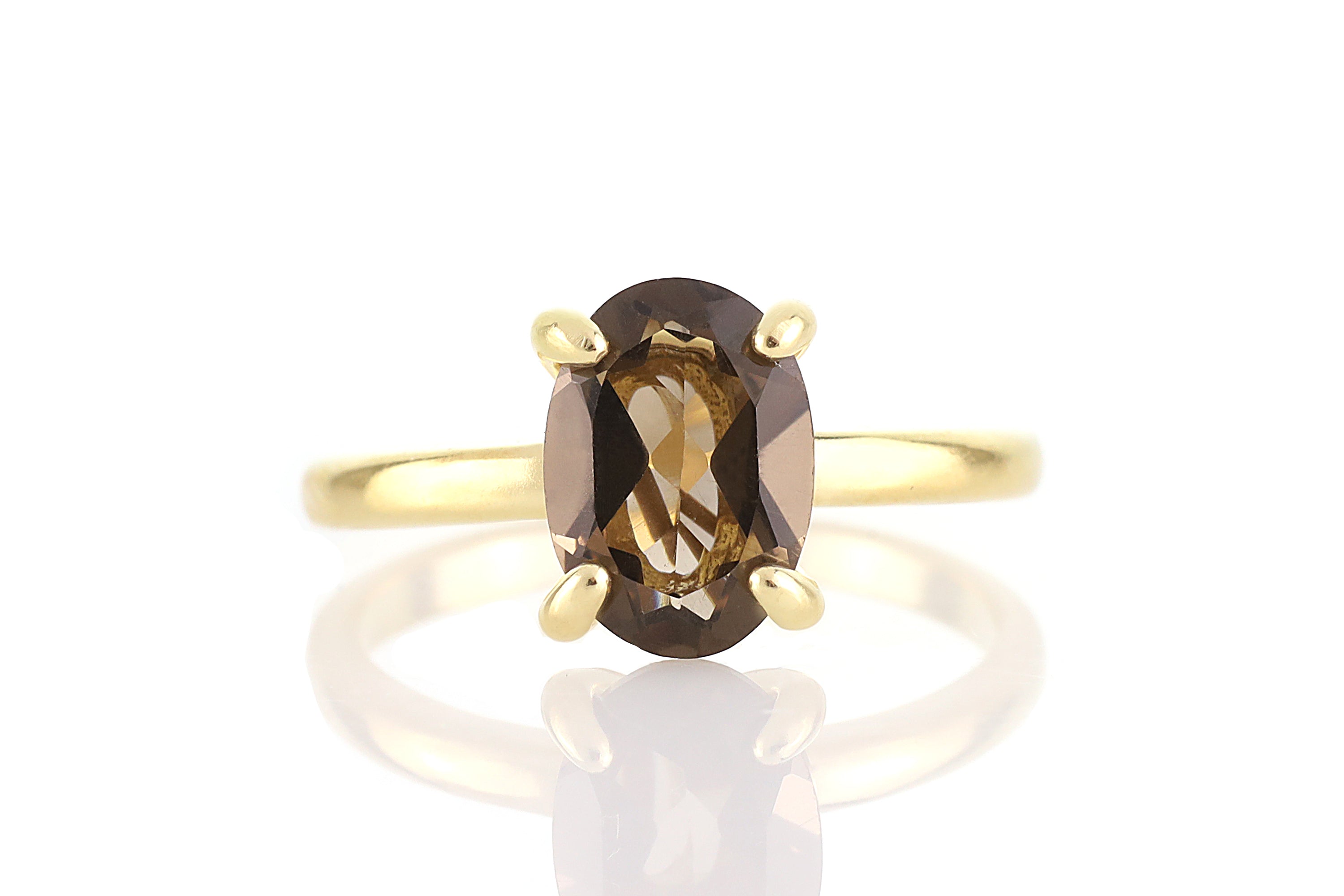 Smoky Quartz Prong Ring in Gold Rings Anemone Unique