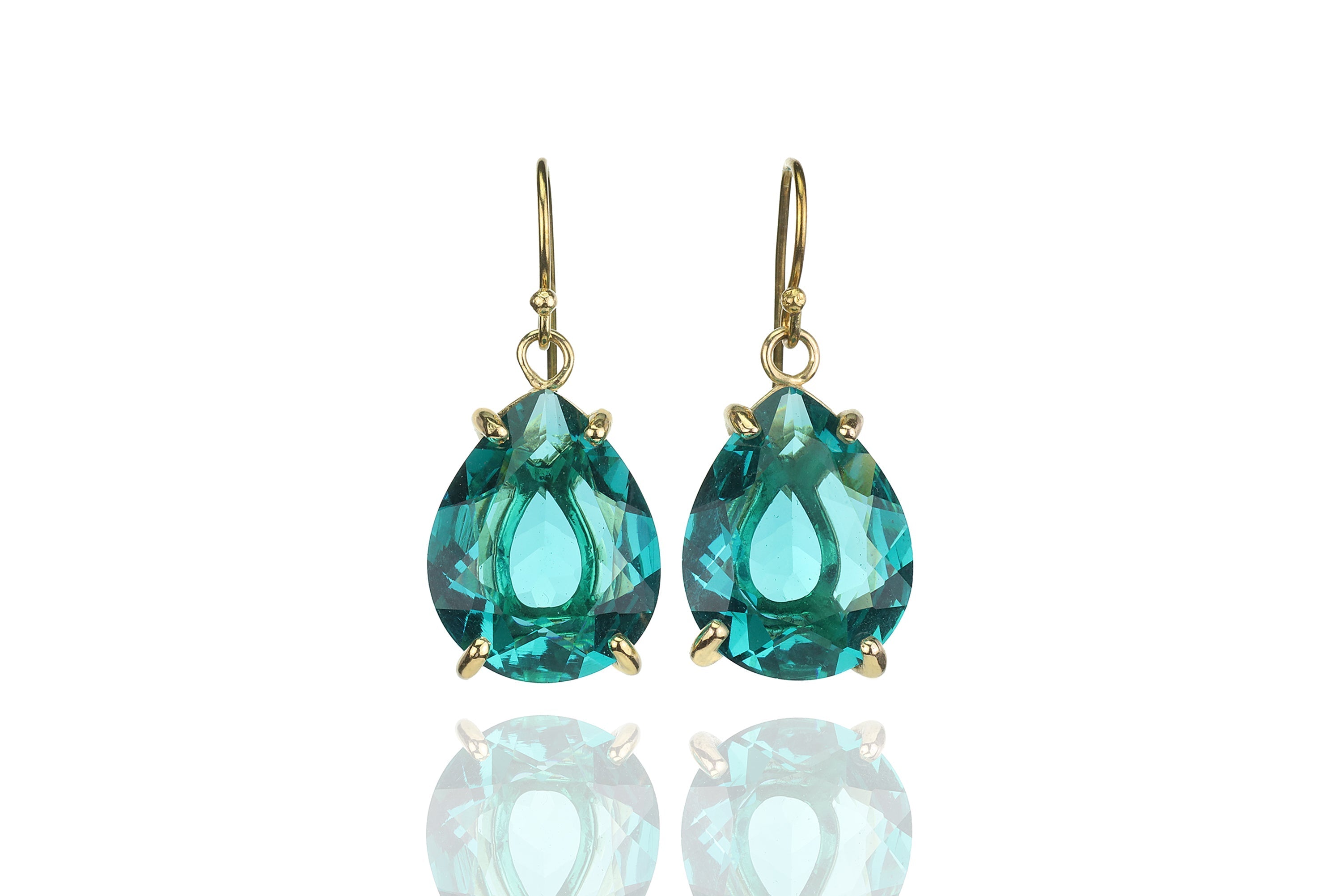 Pear Cut Blue Tourmaline Gold Earrings Earrings Anemone Jewelry