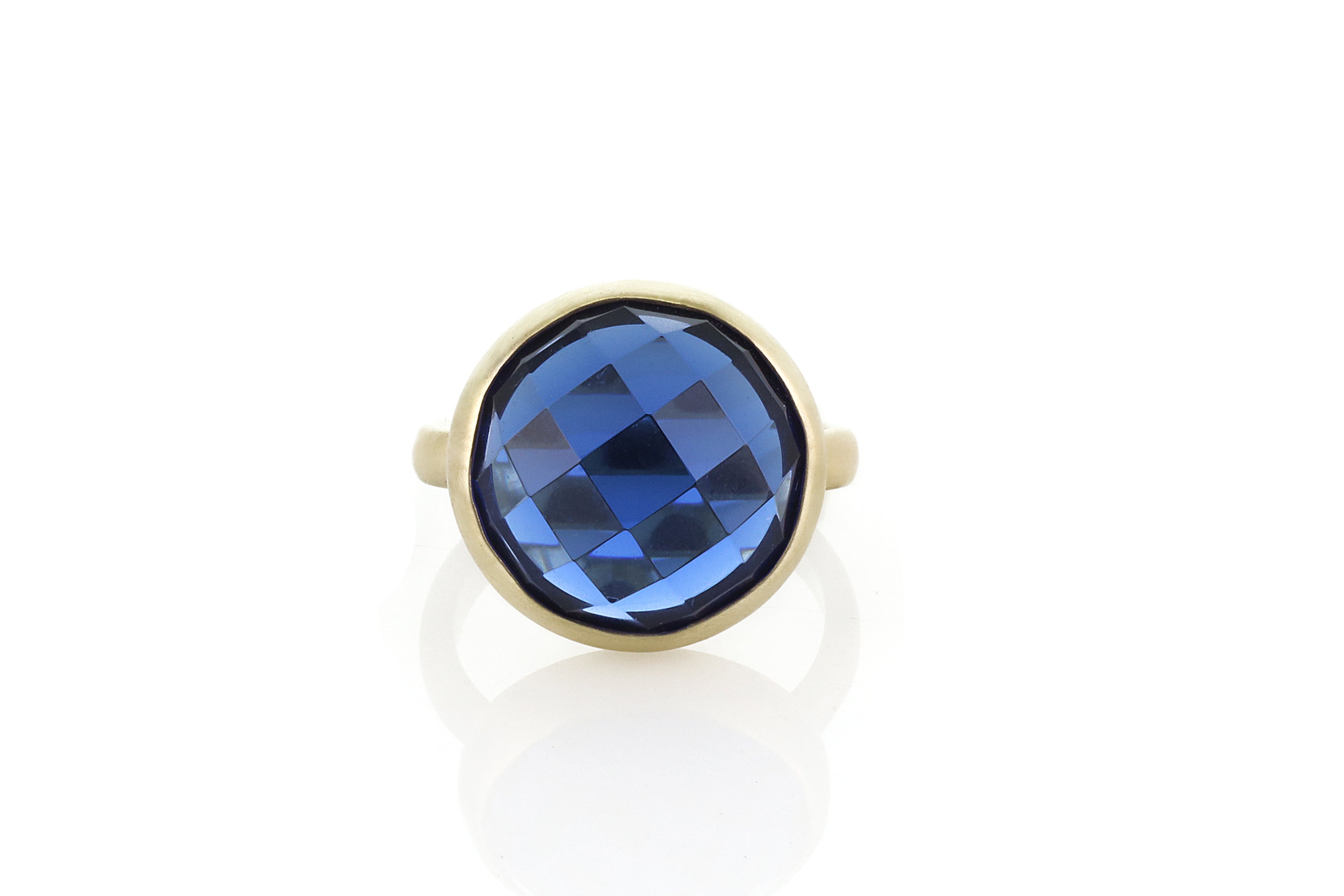 16mm Round Sapphire Bezel Set Gold Ring Rings Anemone Limited