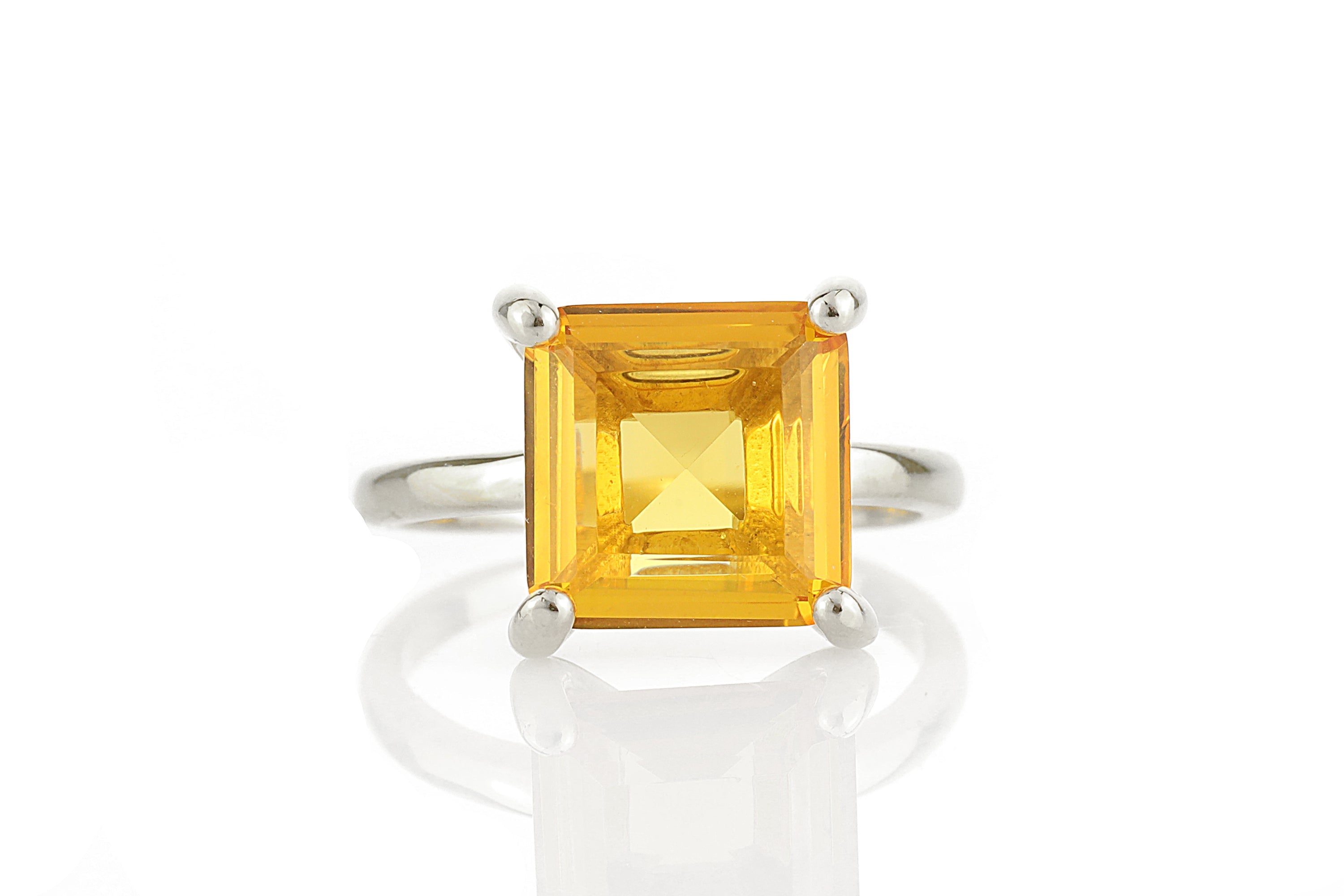 10x10mm Lustrous Citrine Ring in 925 Silver Sterling Rings Anemone Unique
