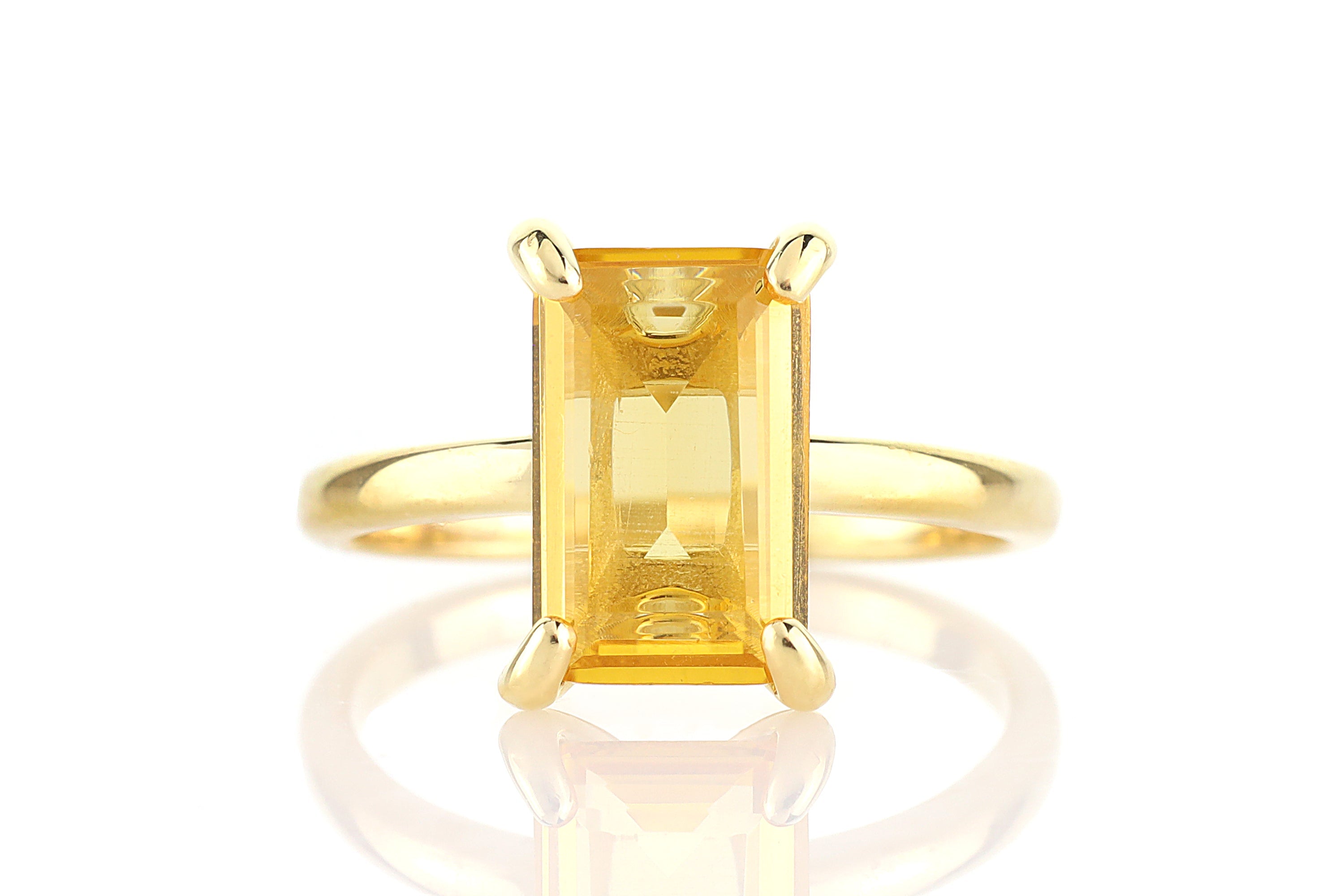 Citrine Solitaire Ring in 14k Gold Rings Anemone Unique