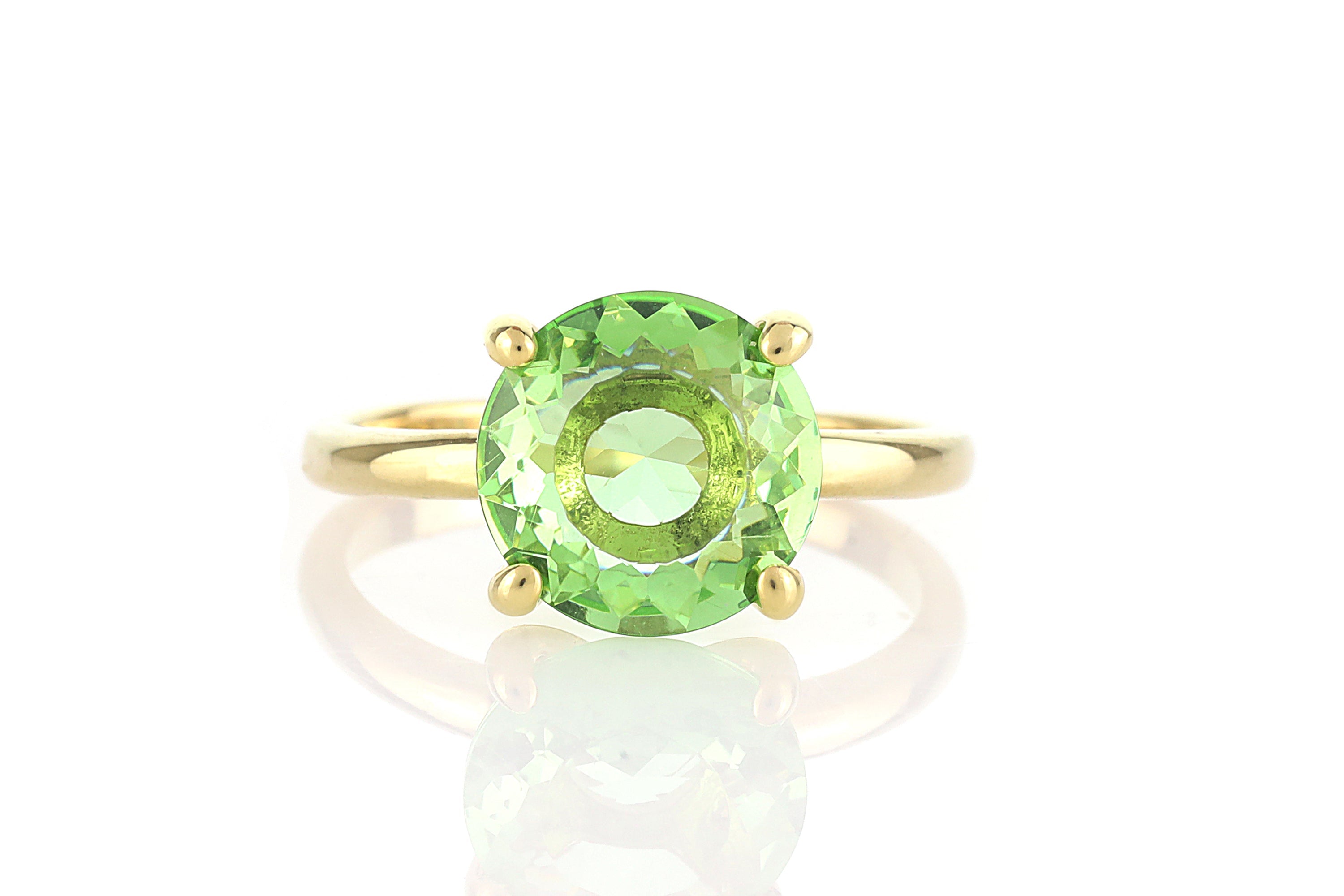 Solitaire Gold Ring with Green Tourmaline Gemstone Rings Anemone Unique
